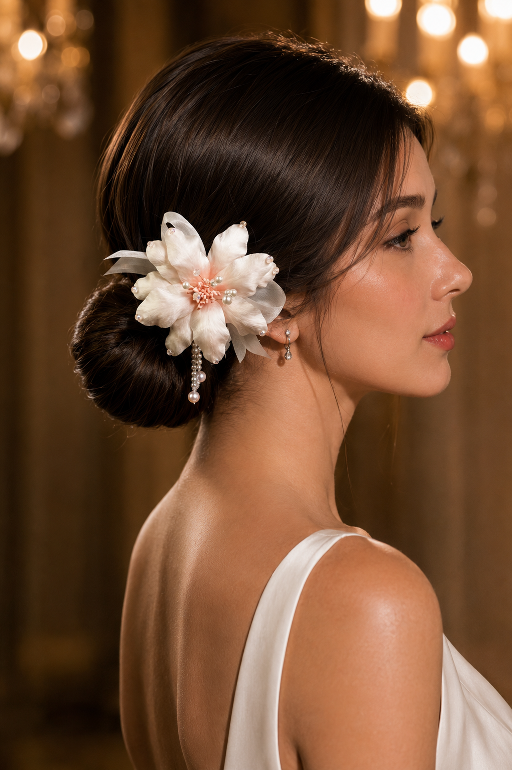 Handmade Cherry Blossom Pink Lily Hair Clip