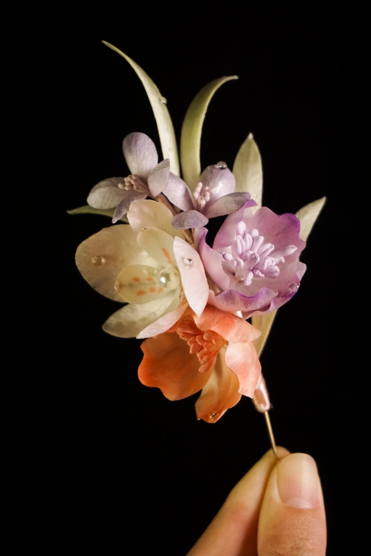 Handmade Pastel Floral Bouquet Brooch