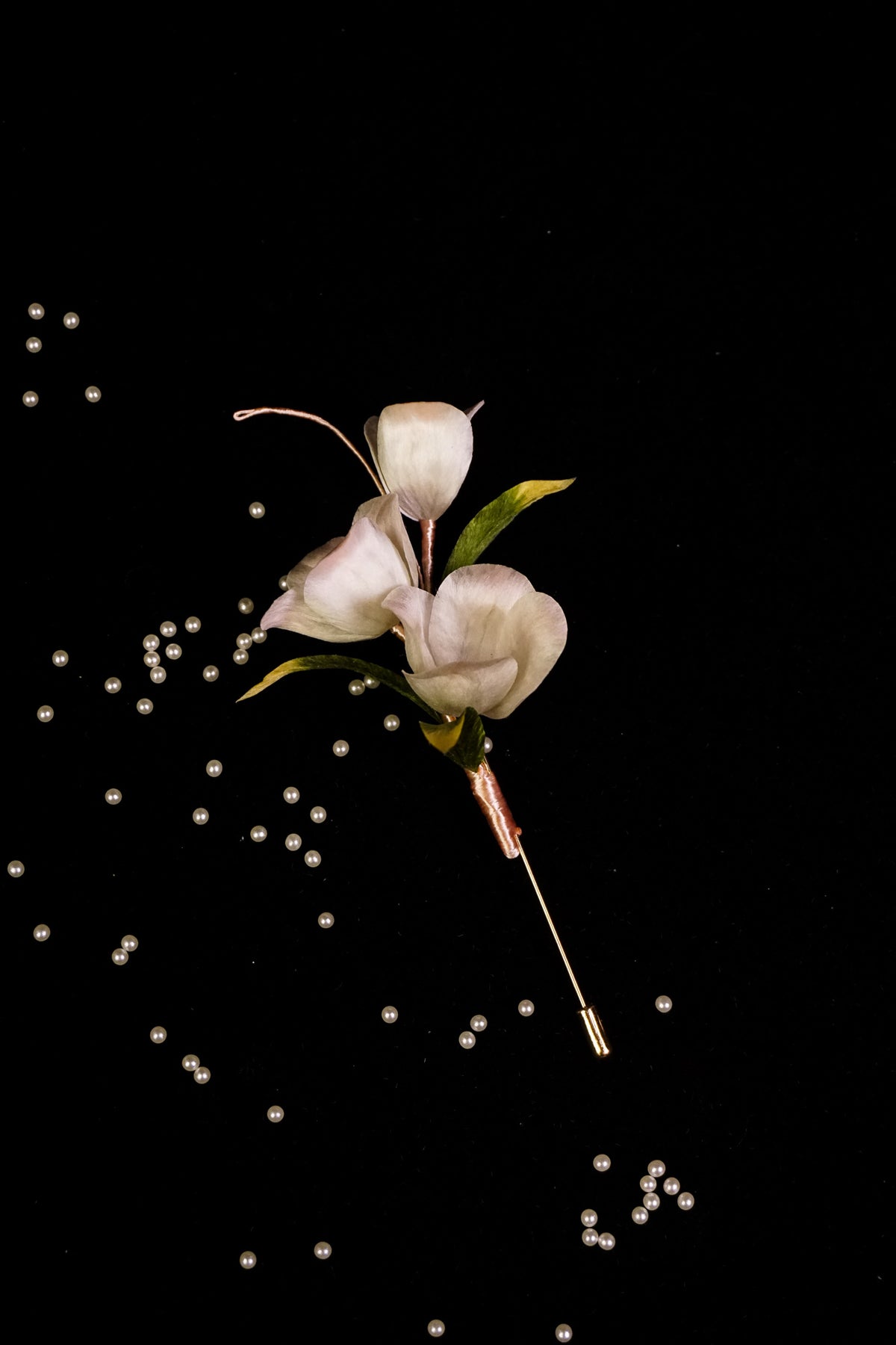 Handmade White & Blush Pink Tulip Brooch