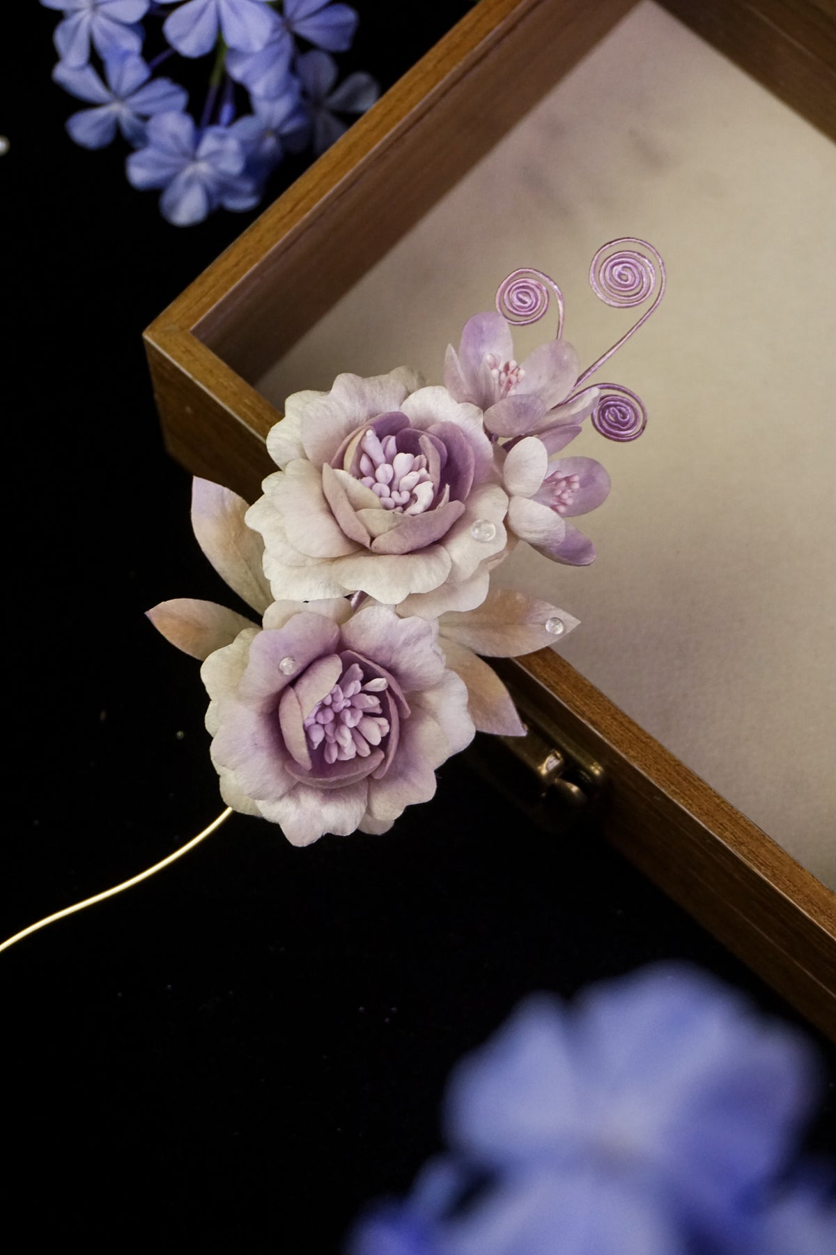 Handmade Lavender Peony Floral Hairpin