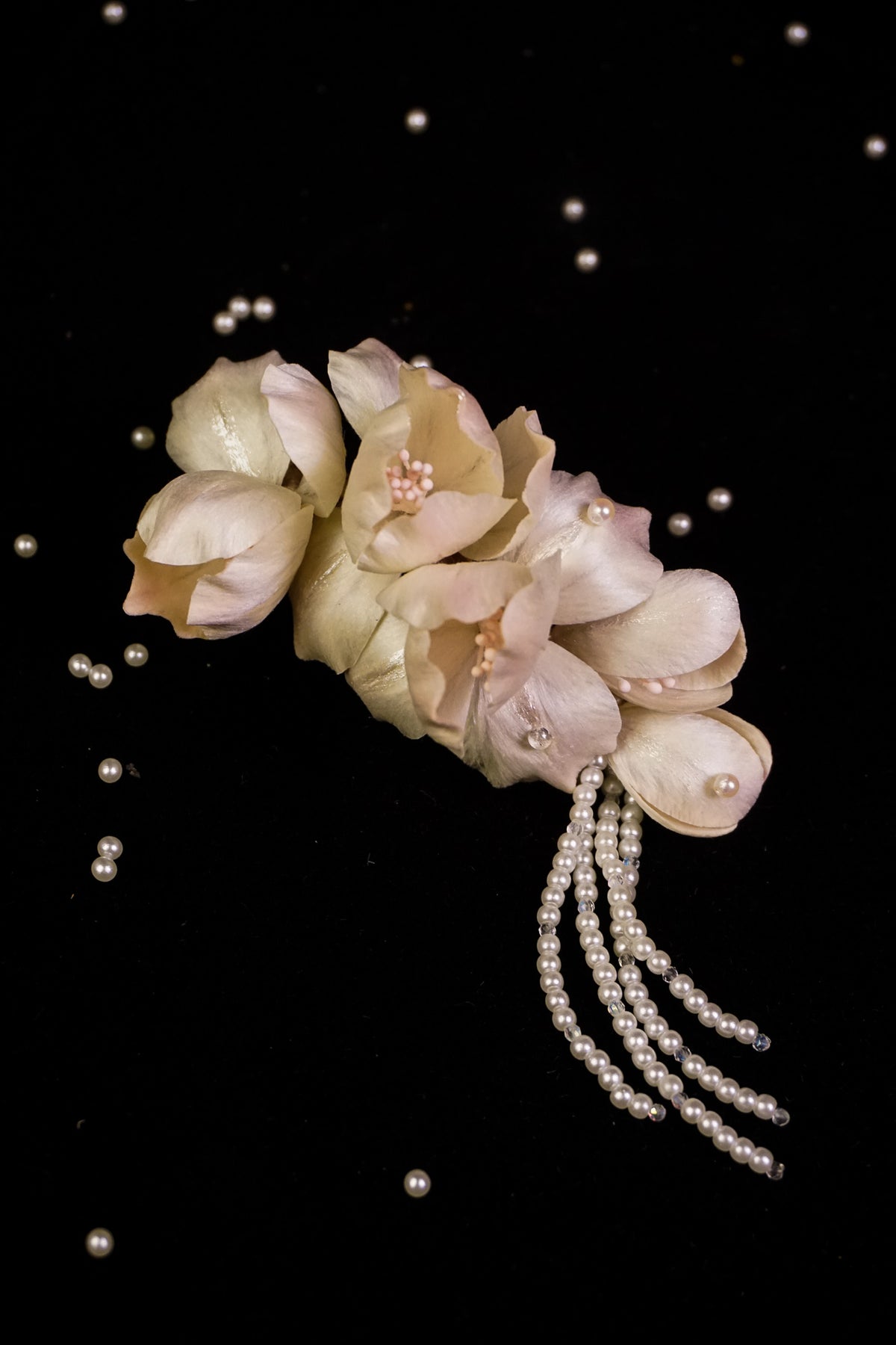 Handmade Blush Pink Iris Pearl Hair Clip