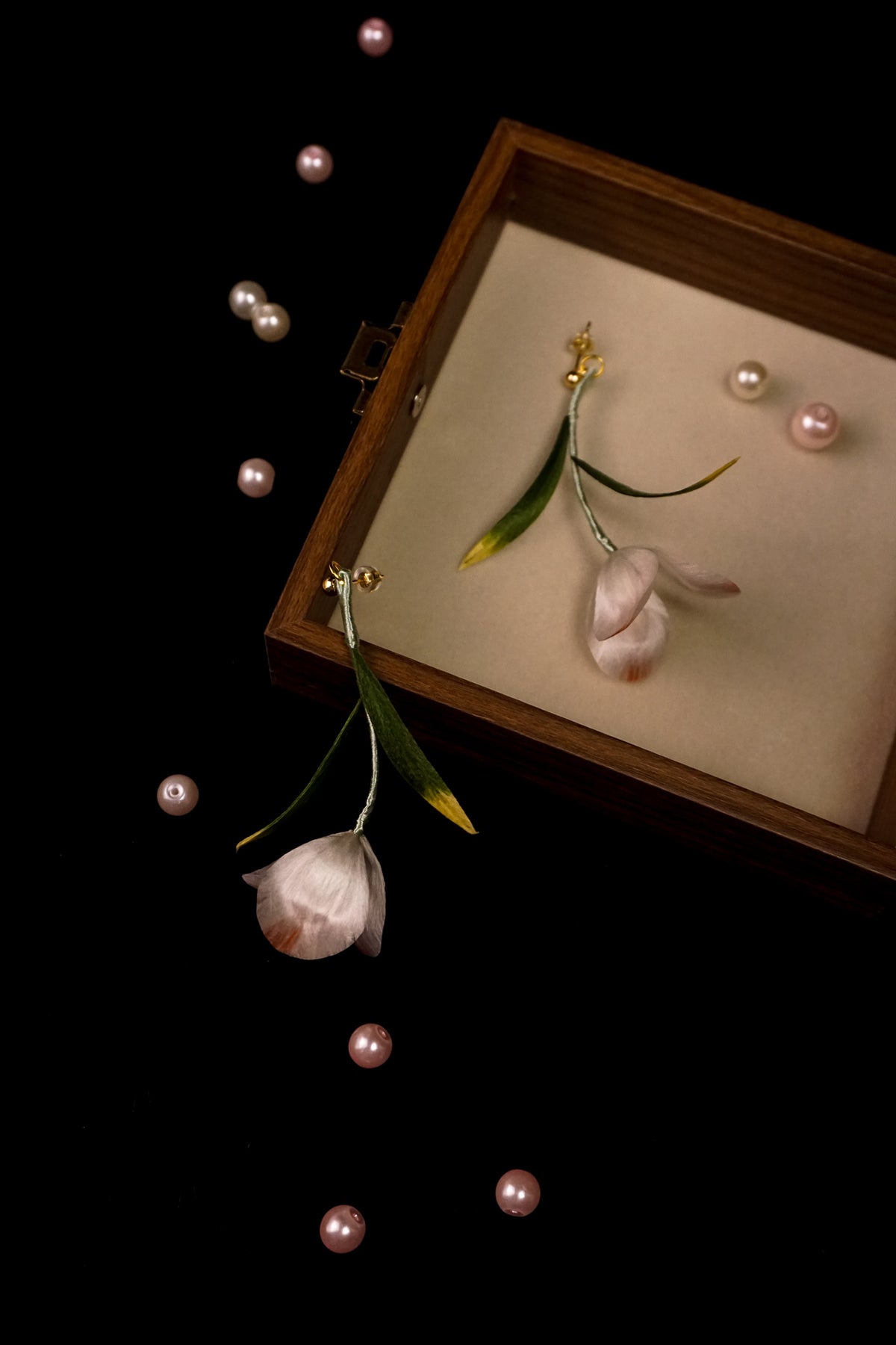Pink & White Tulip Stud Earrings