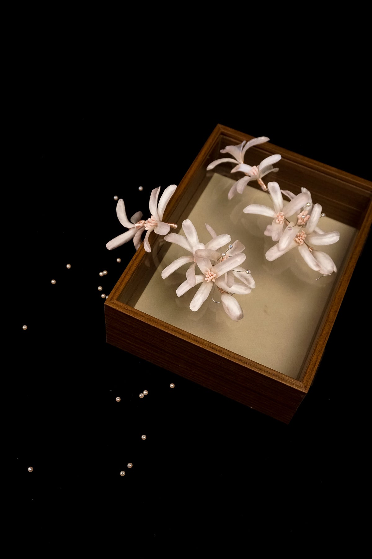 Pink & White Spider Lily Earrings