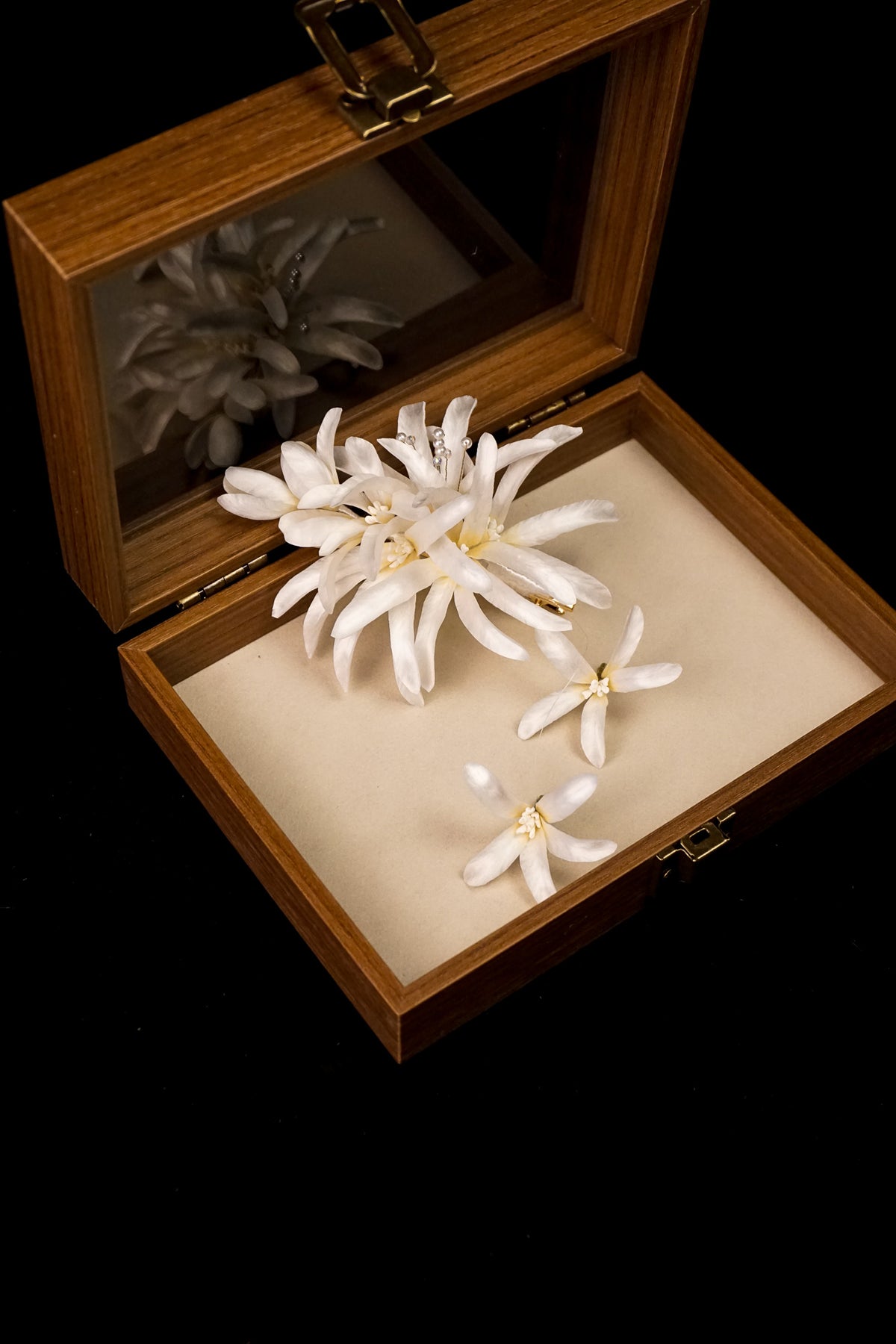 White Bridal Flower Hair Clip