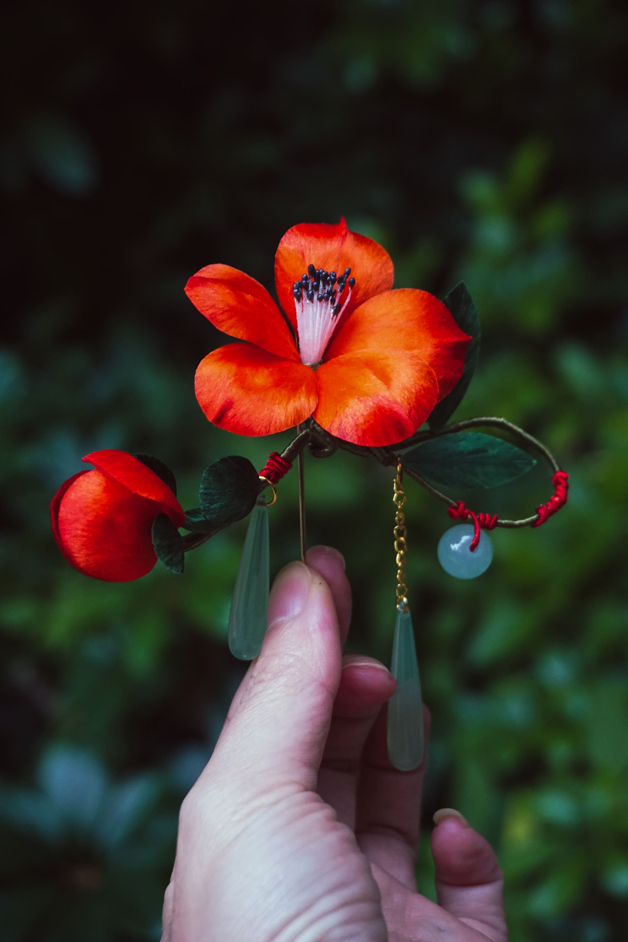 Crimson Blossom Brooch
