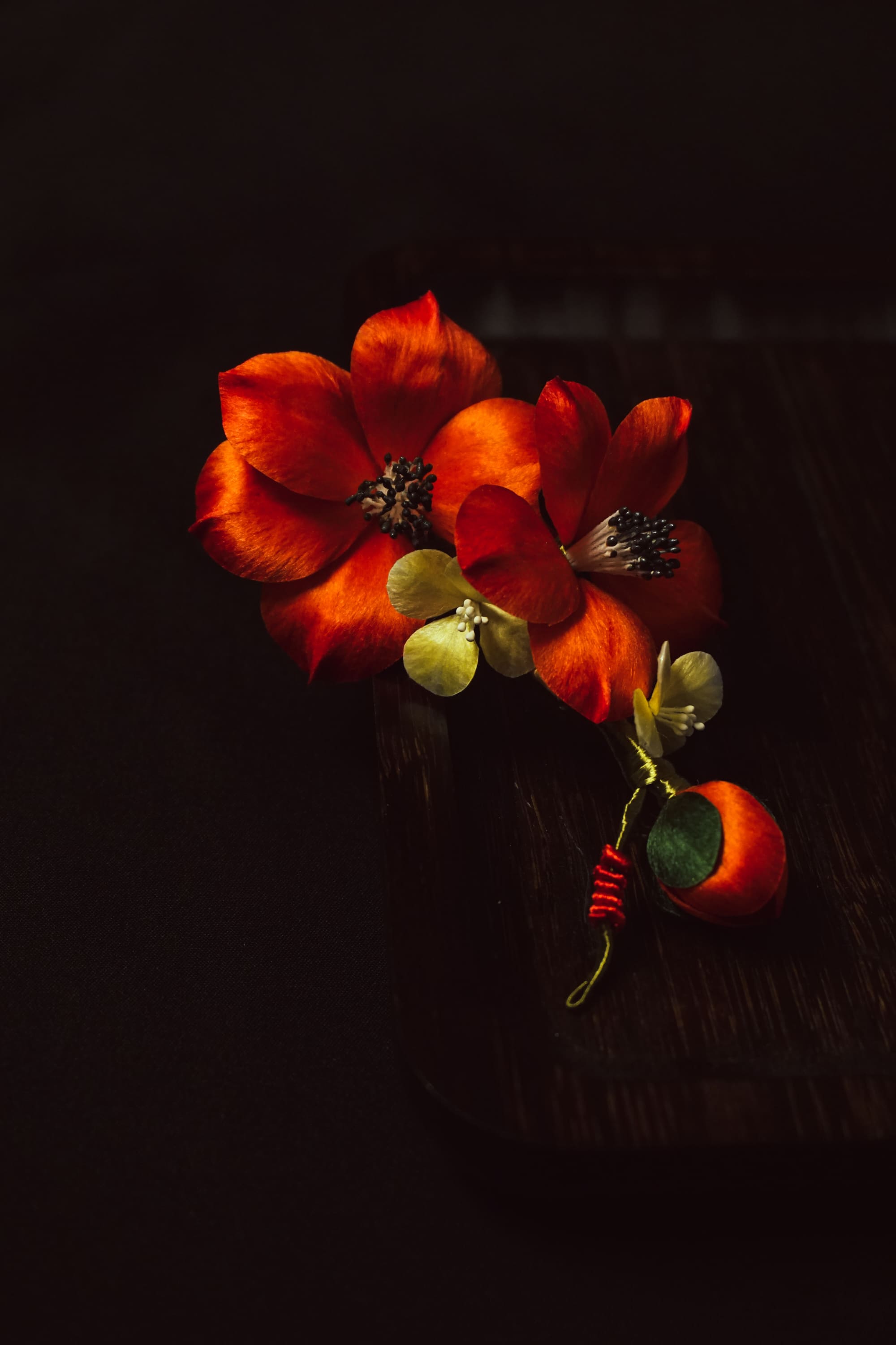 Crimson Blossom Brooch