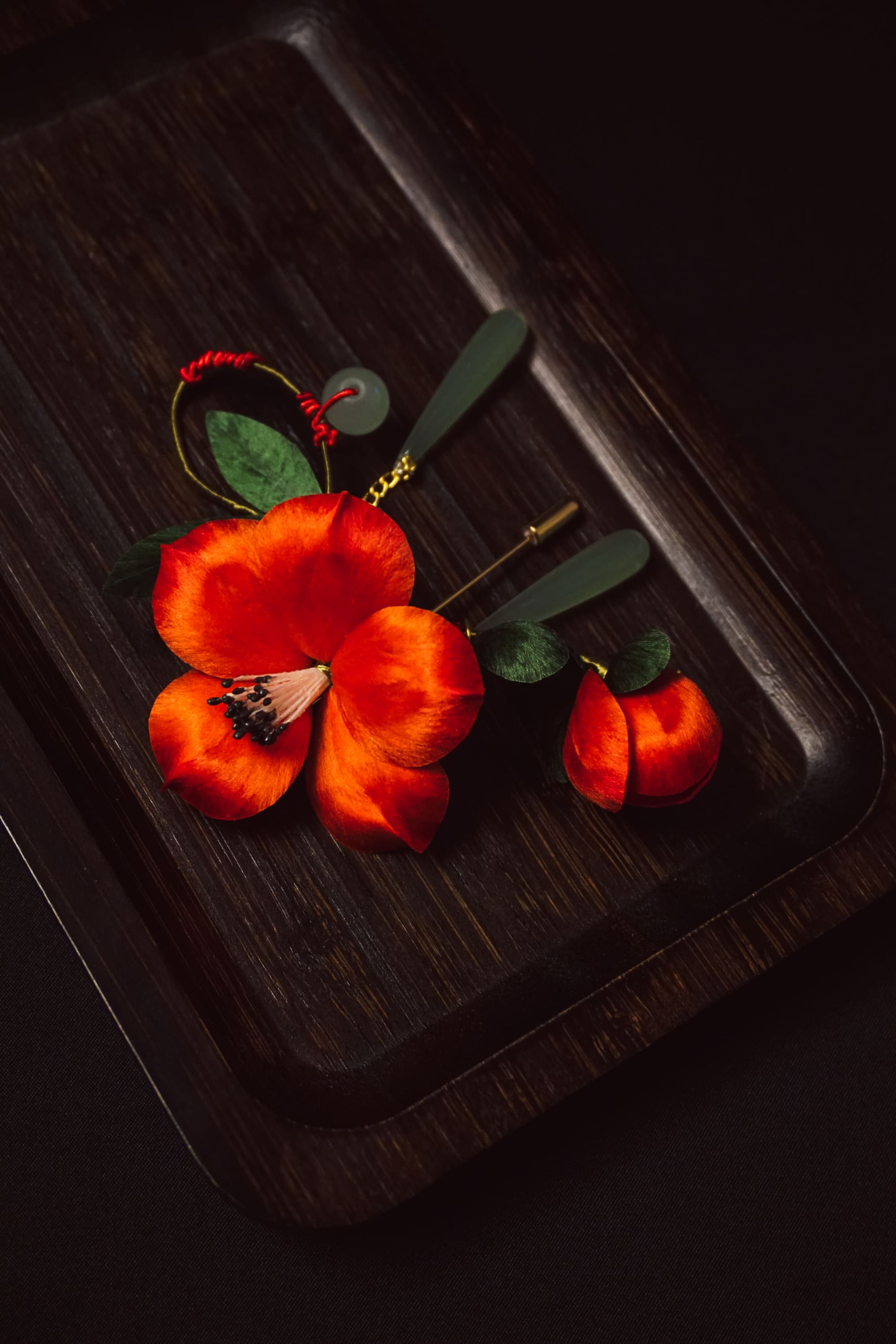 Crimson Blossom Brooch