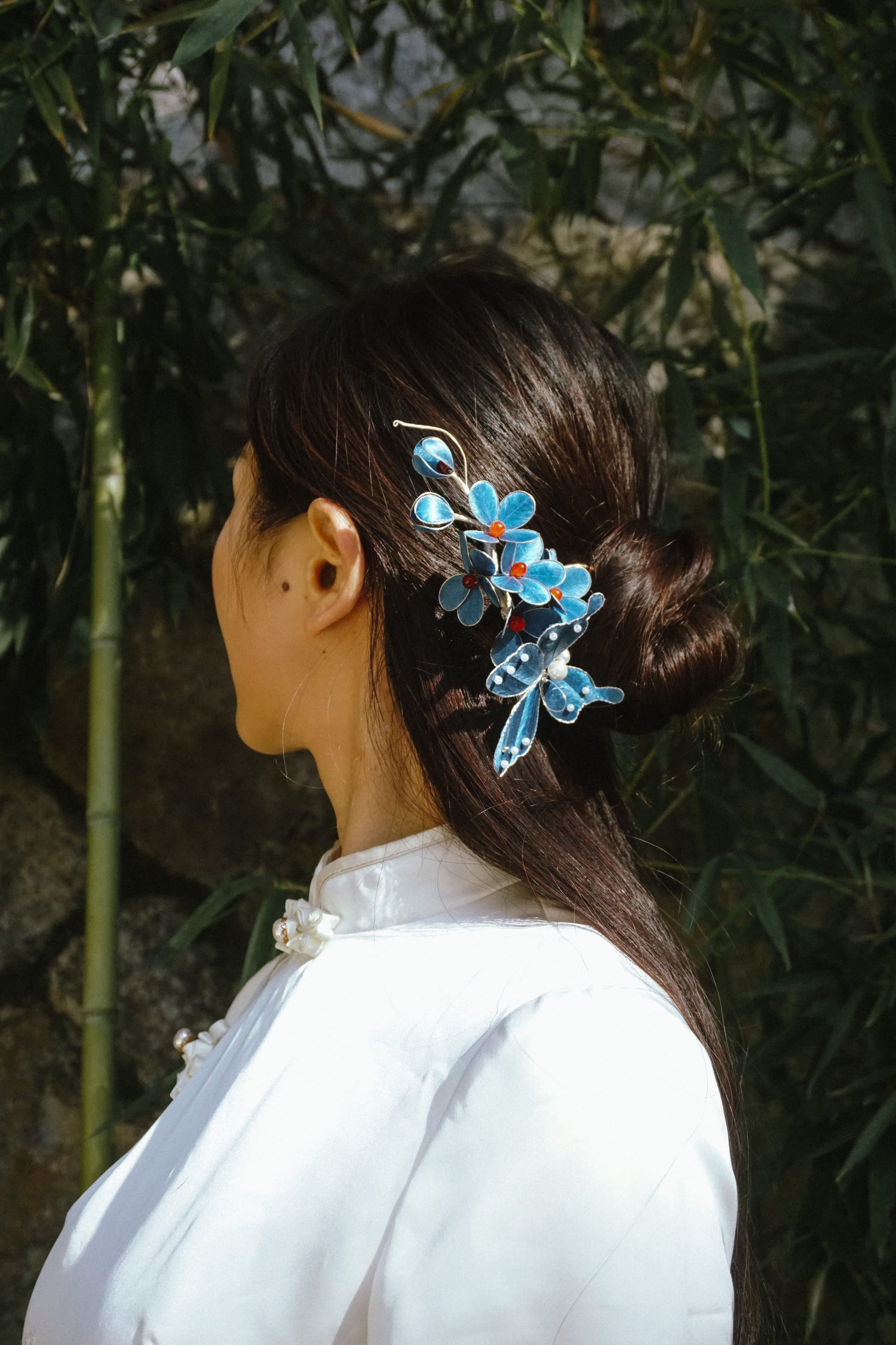 Blue Butterfly Floral Hair Pin