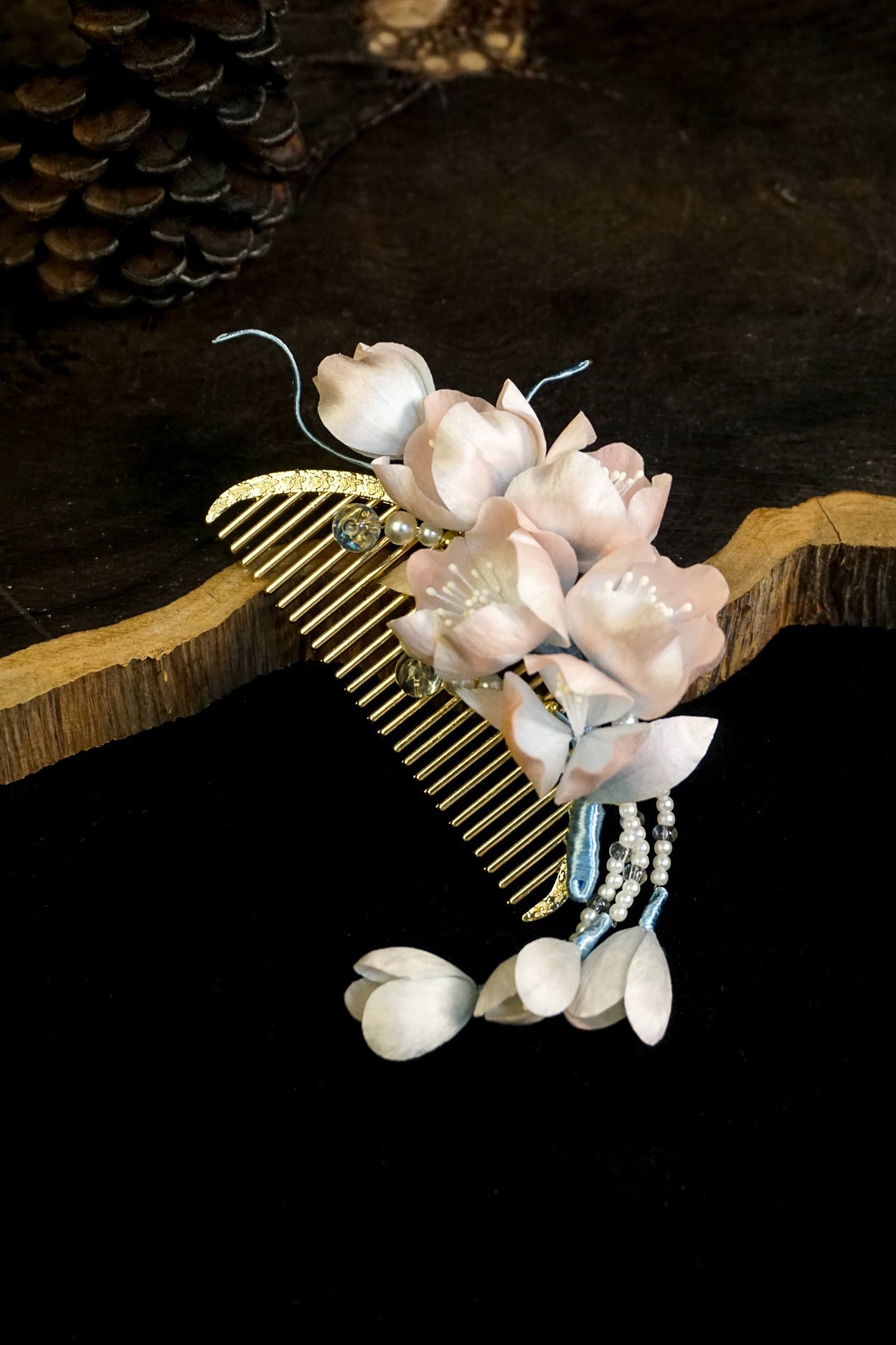 Handmade Begonia Velvet Flower Hair Comb