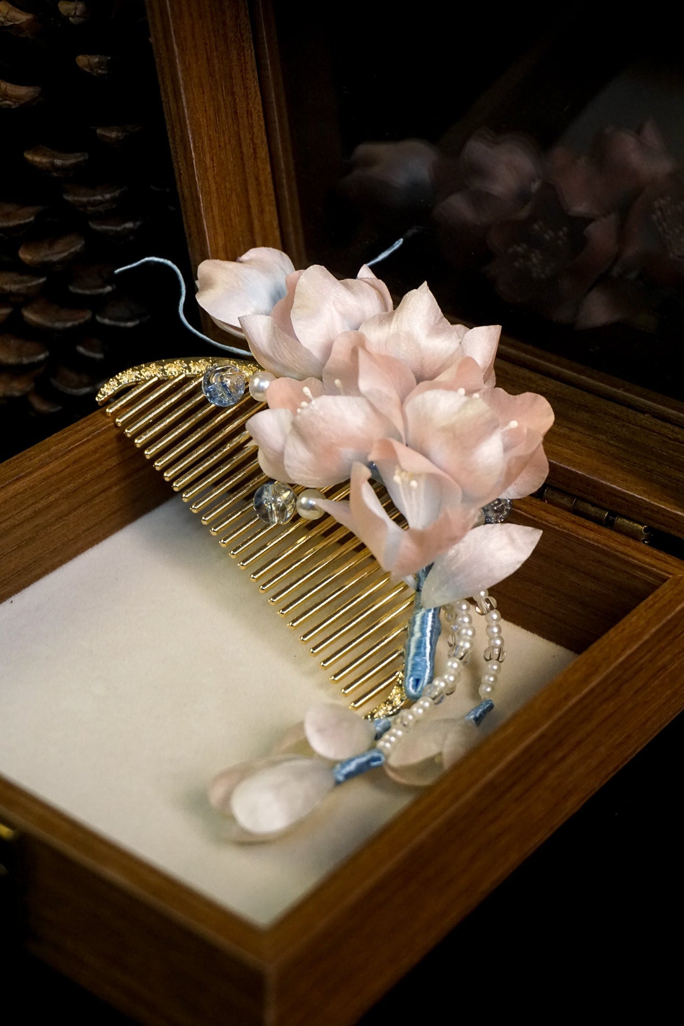 Handmade Begonia Velvet Flower Hair Comb