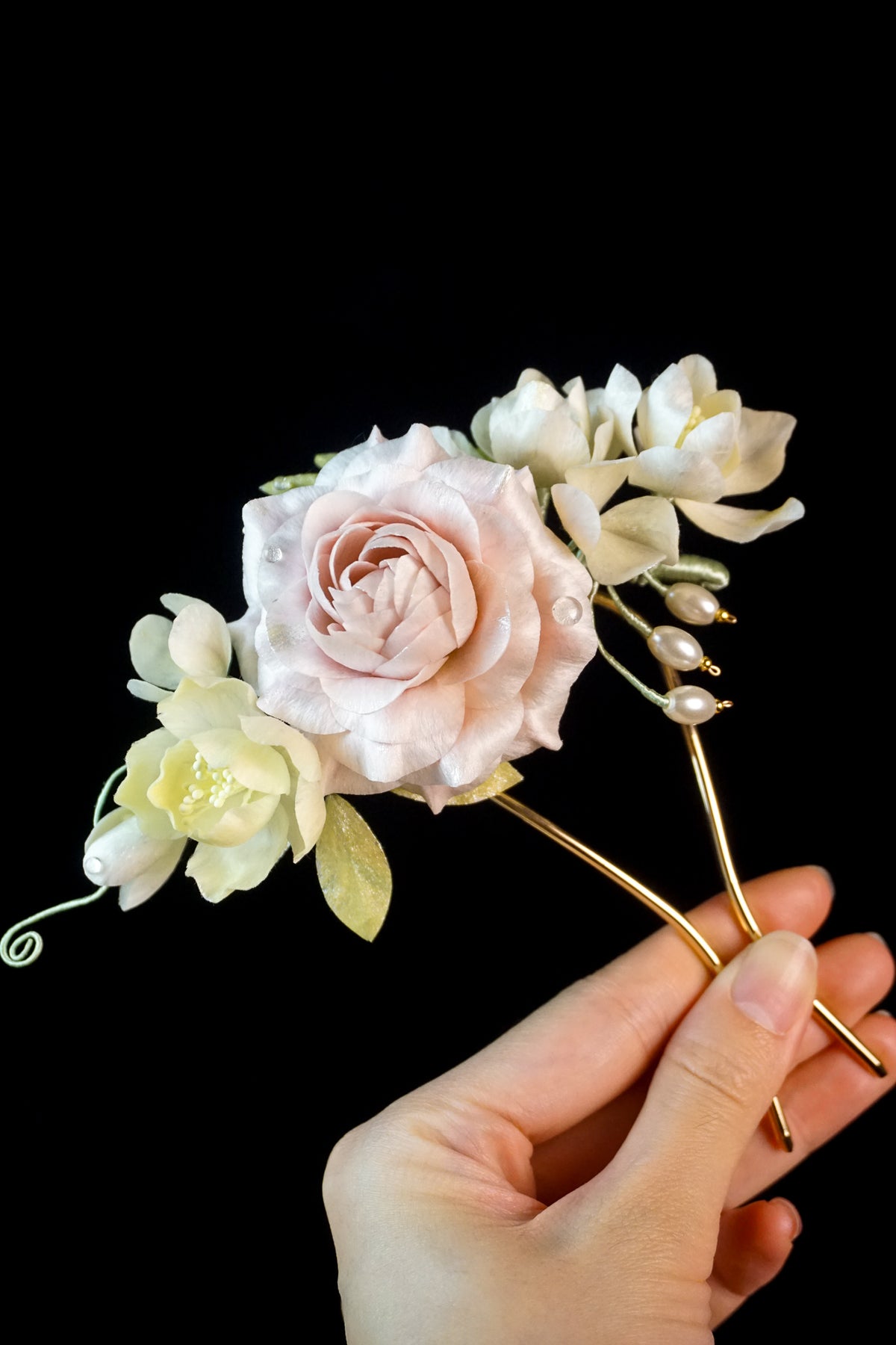 Handmade Rose Velvet Flower Hairpin