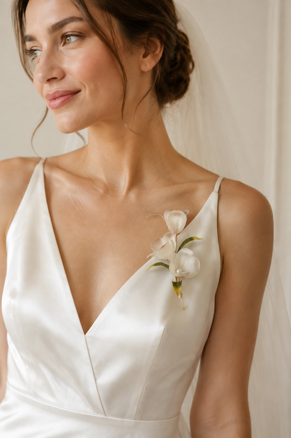 Handmade White & Blush Pink Tulip Brooch