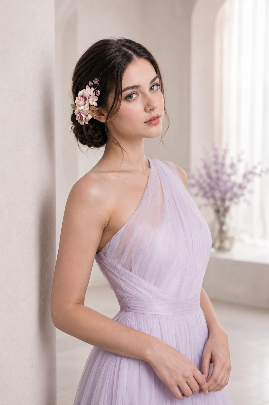 Handmade Lavender Peony Floral Hairpin