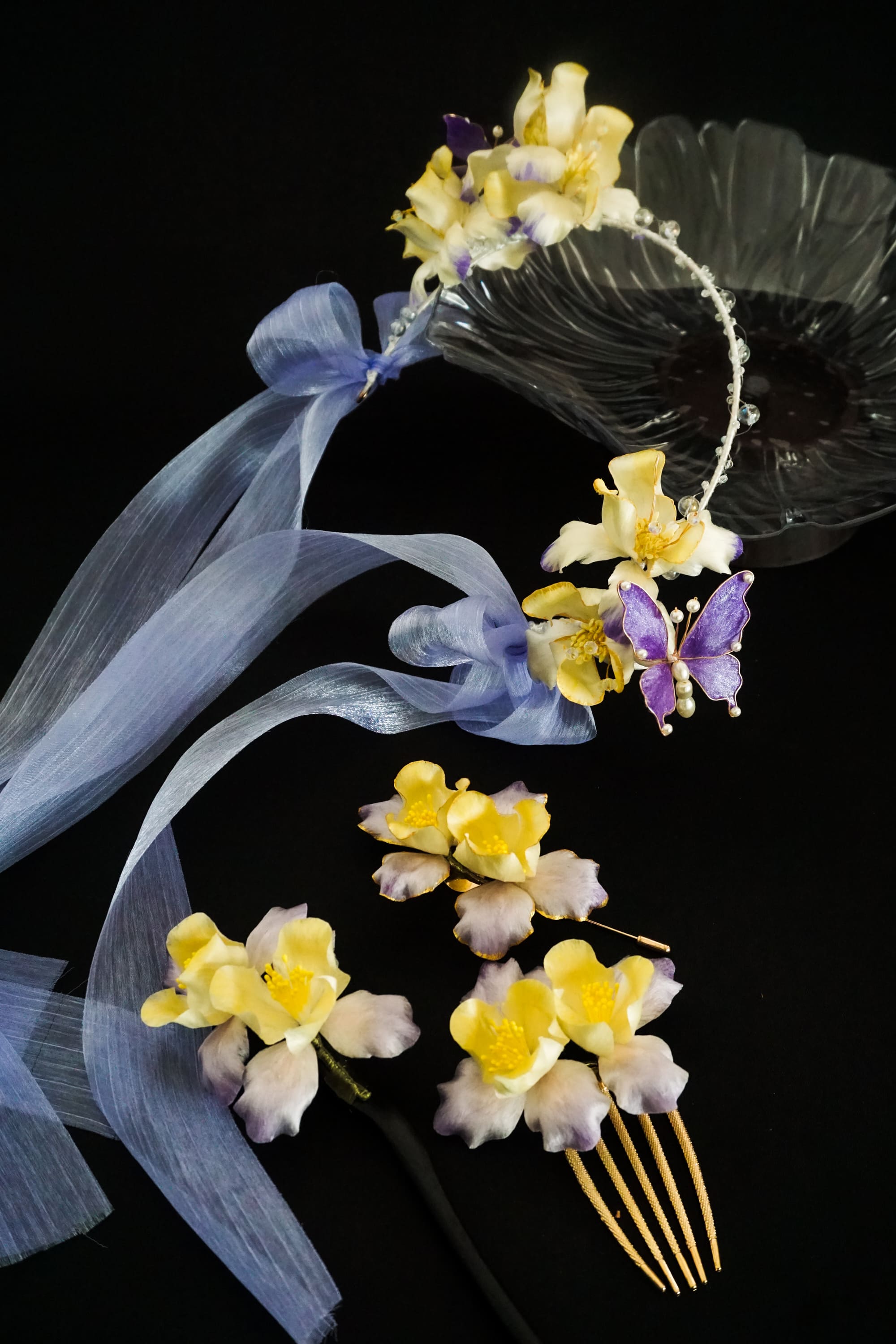 Purple Iris Butterfly Flower Crown