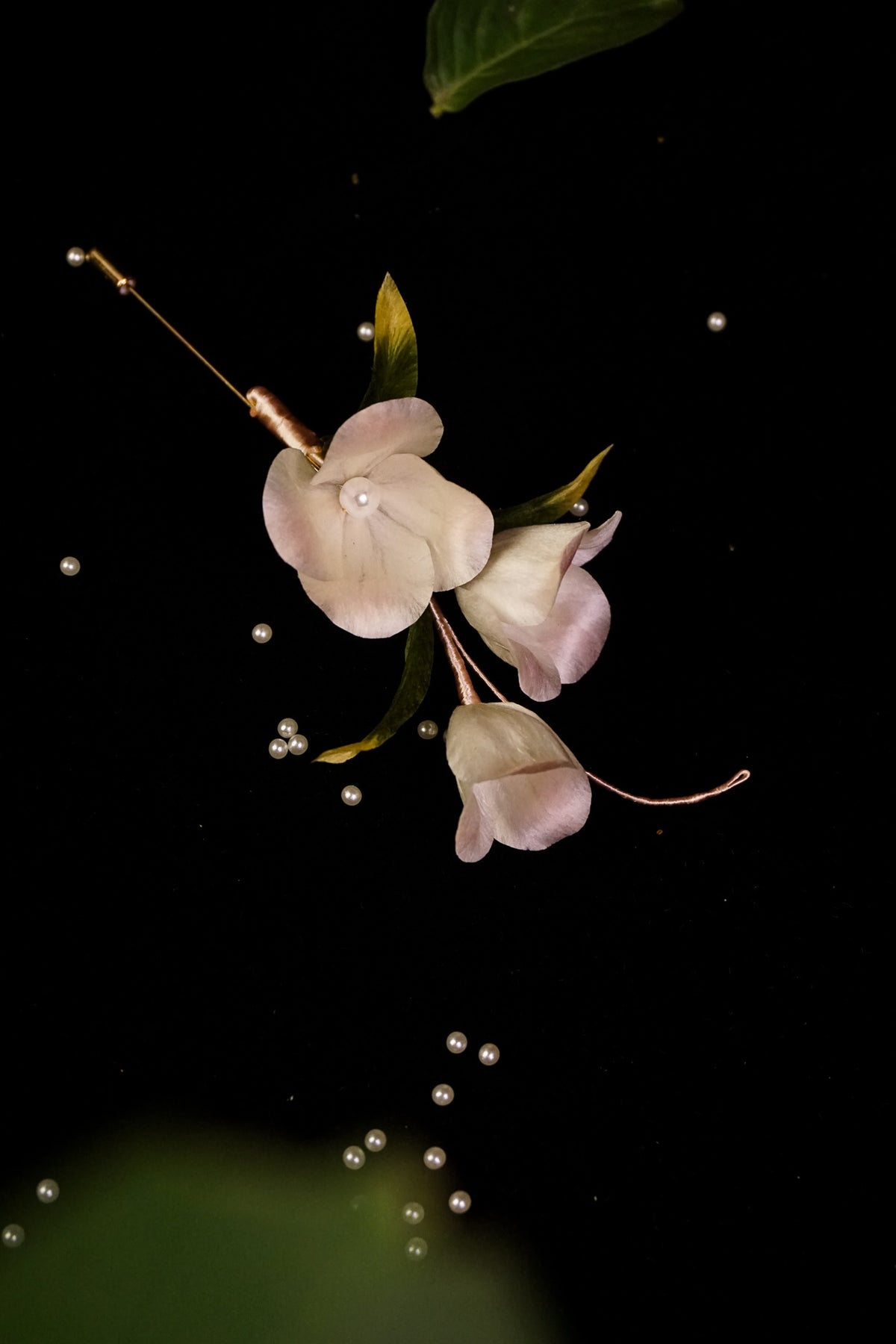 Handmade White & Blush Pink Tulip Brooch