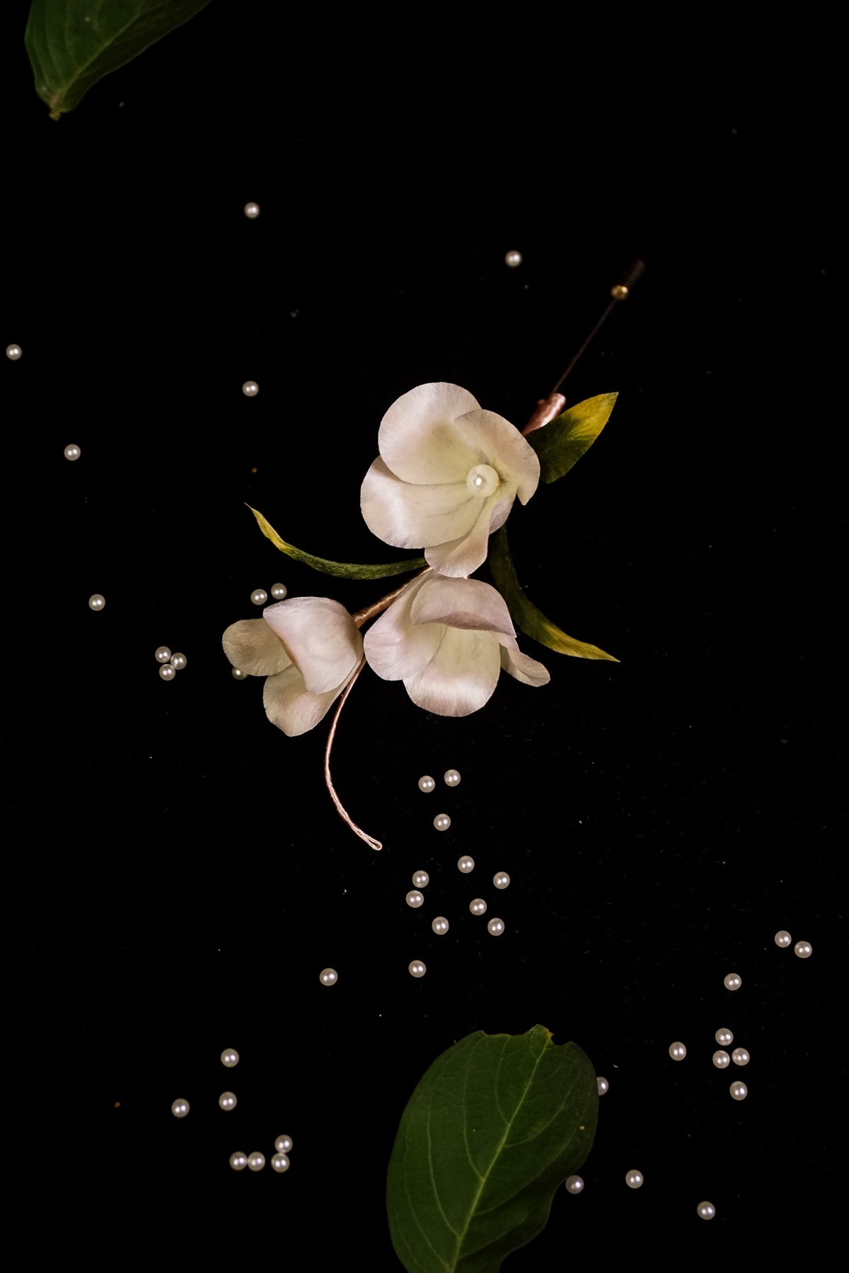 Handmade White & Blush Pink Tulip Brooch