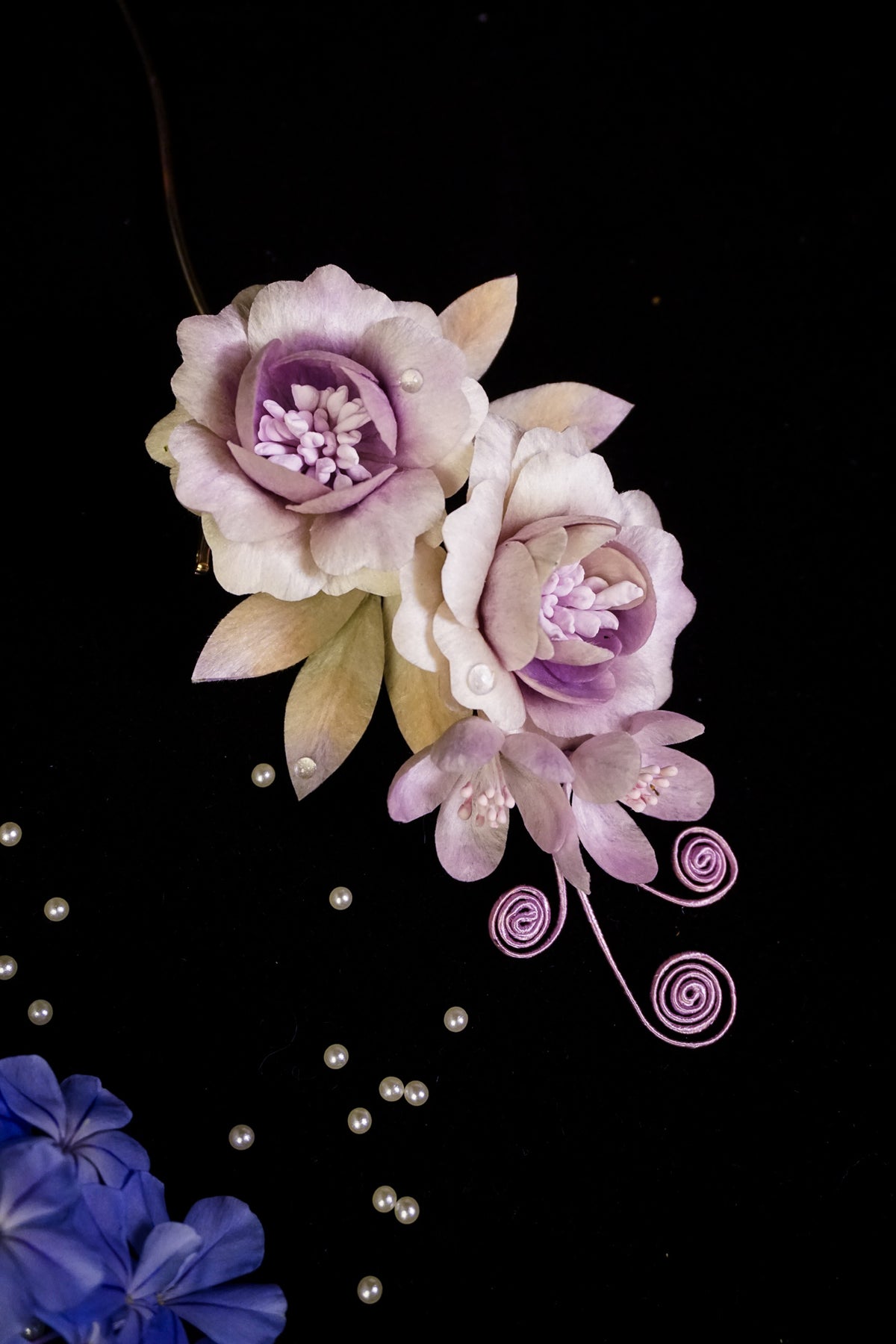 Handmade Lavender Peony Floral Hairpin