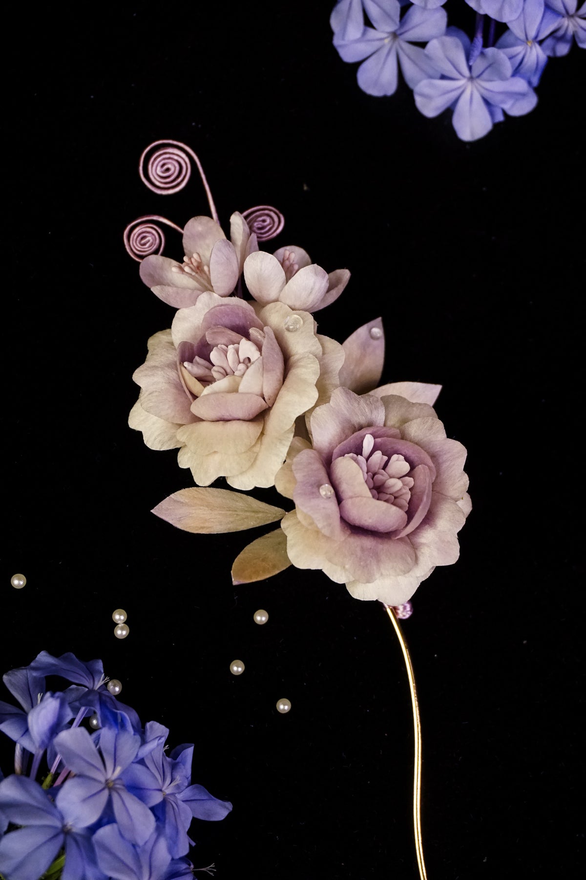 Handmade Lavender Peony Floral Hairpin