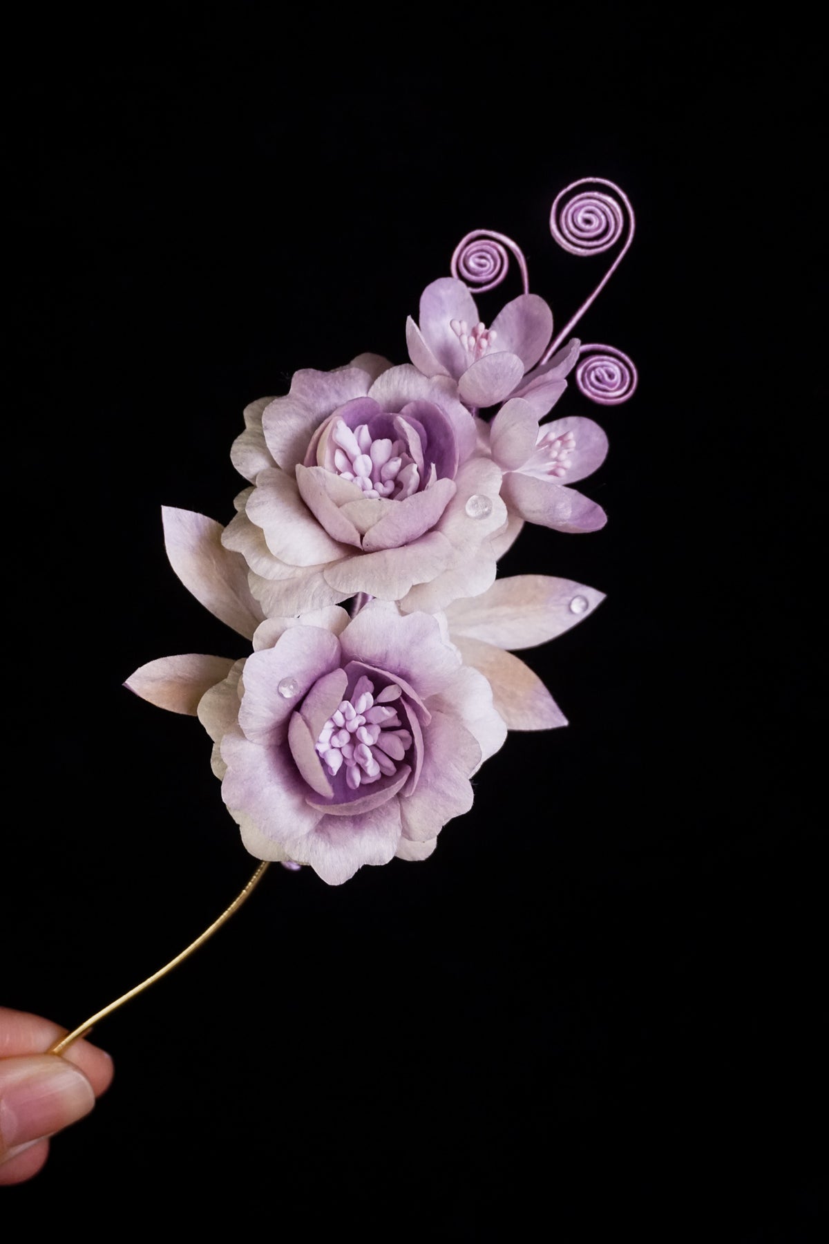 Handmade Lavender Peony Floral Hairpin