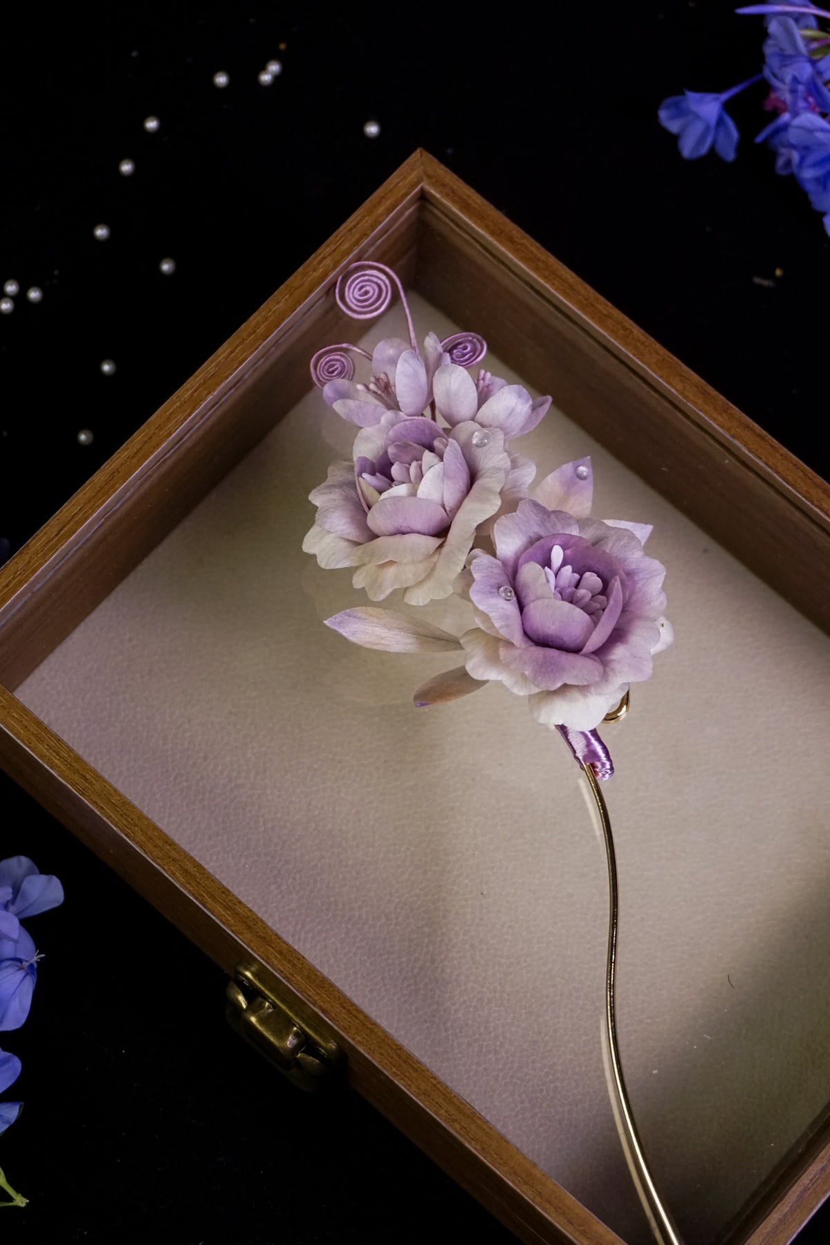 Handmade Lavender Peony Floral Hairpin