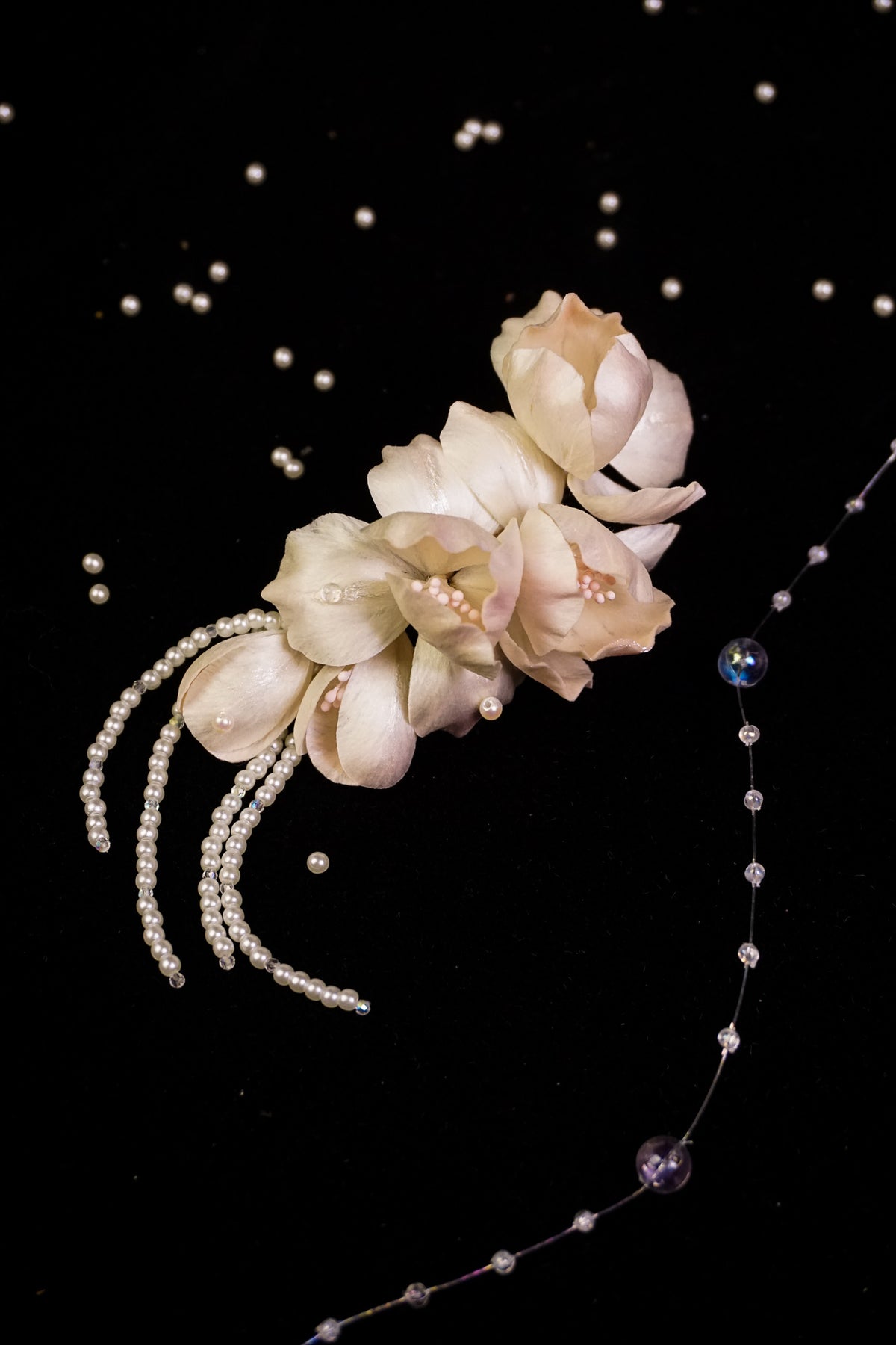 Handmade Blush Pink Iris Pearl Hair Clip
