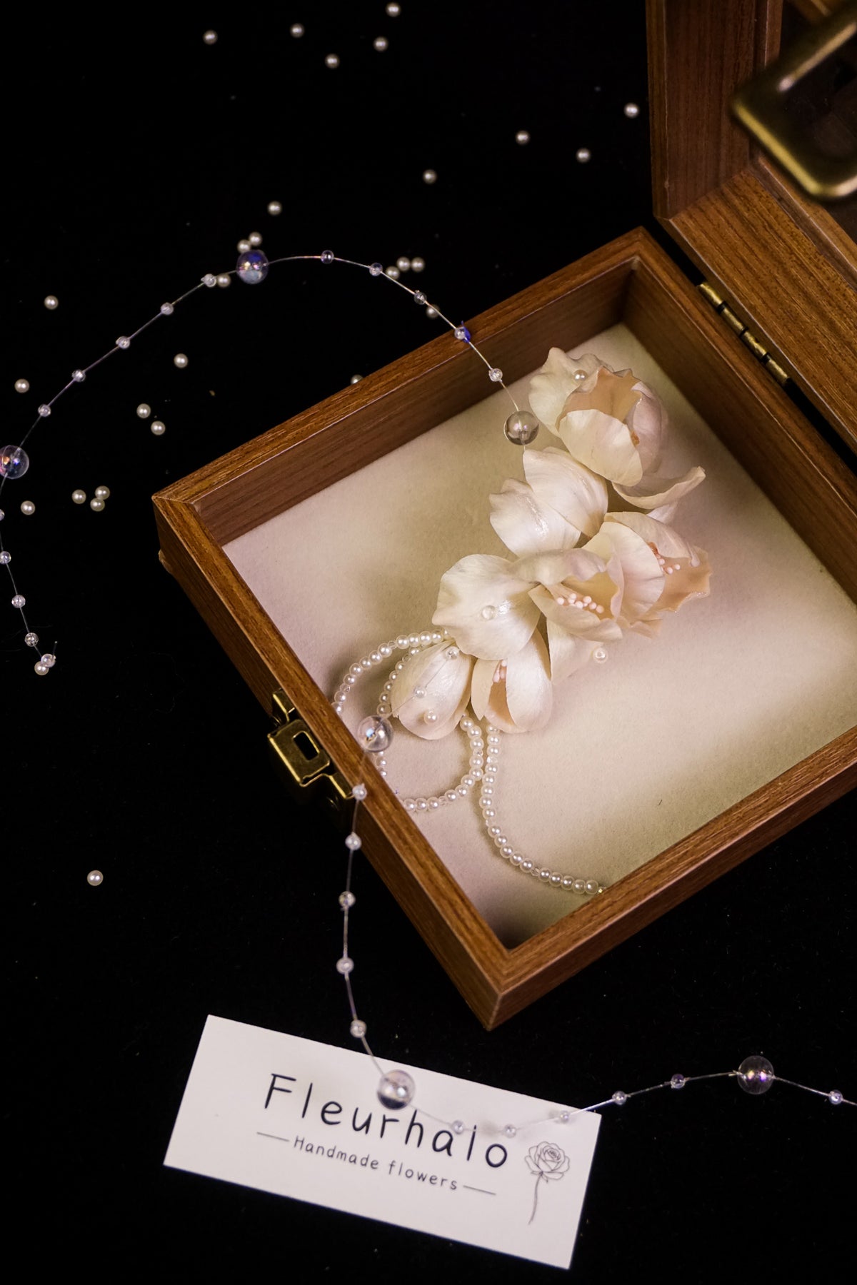 Handmade Blush Pink Iris Pearl Hair Clip
