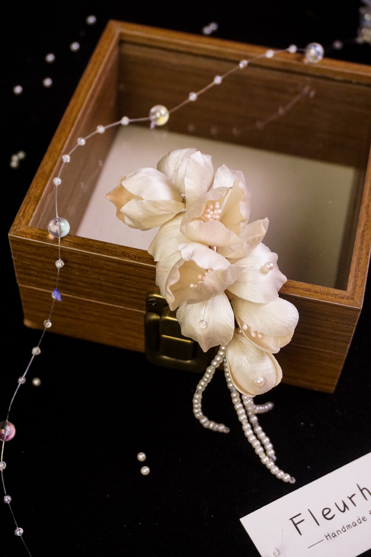 Handmade Blush Pink Iris Pearl Hair Clip