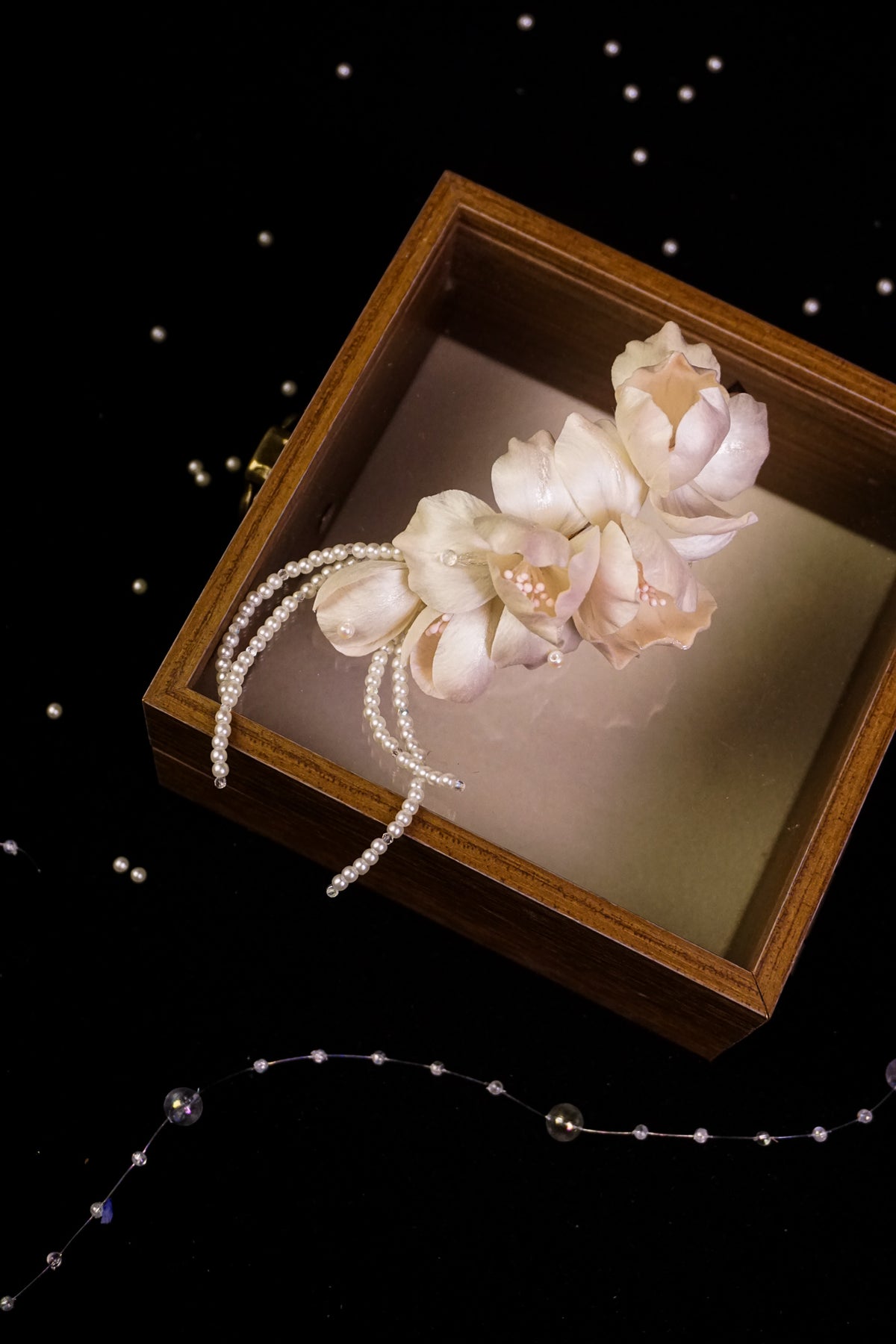 Handmade Blush Pink Iris Pearl Hair Clip