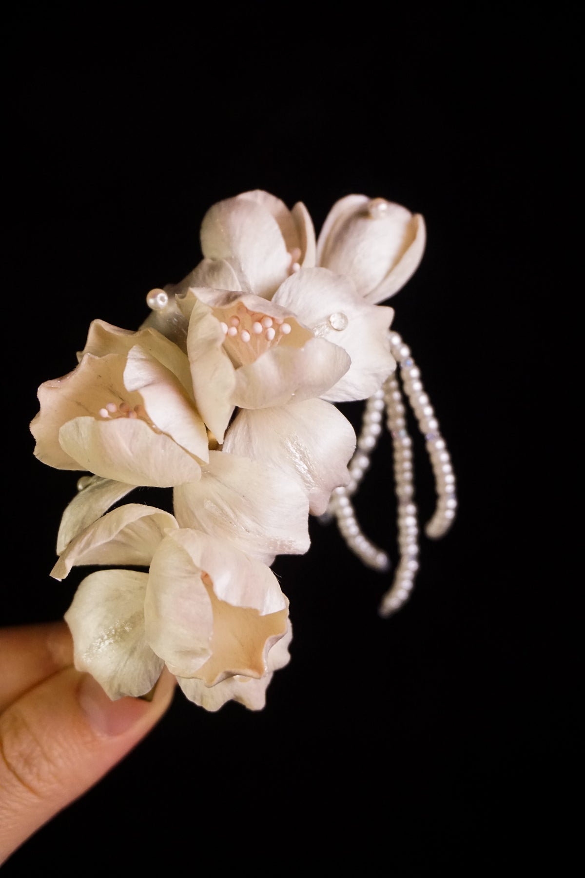 Handmade Blush Pink Iris Pearl Hair Clip