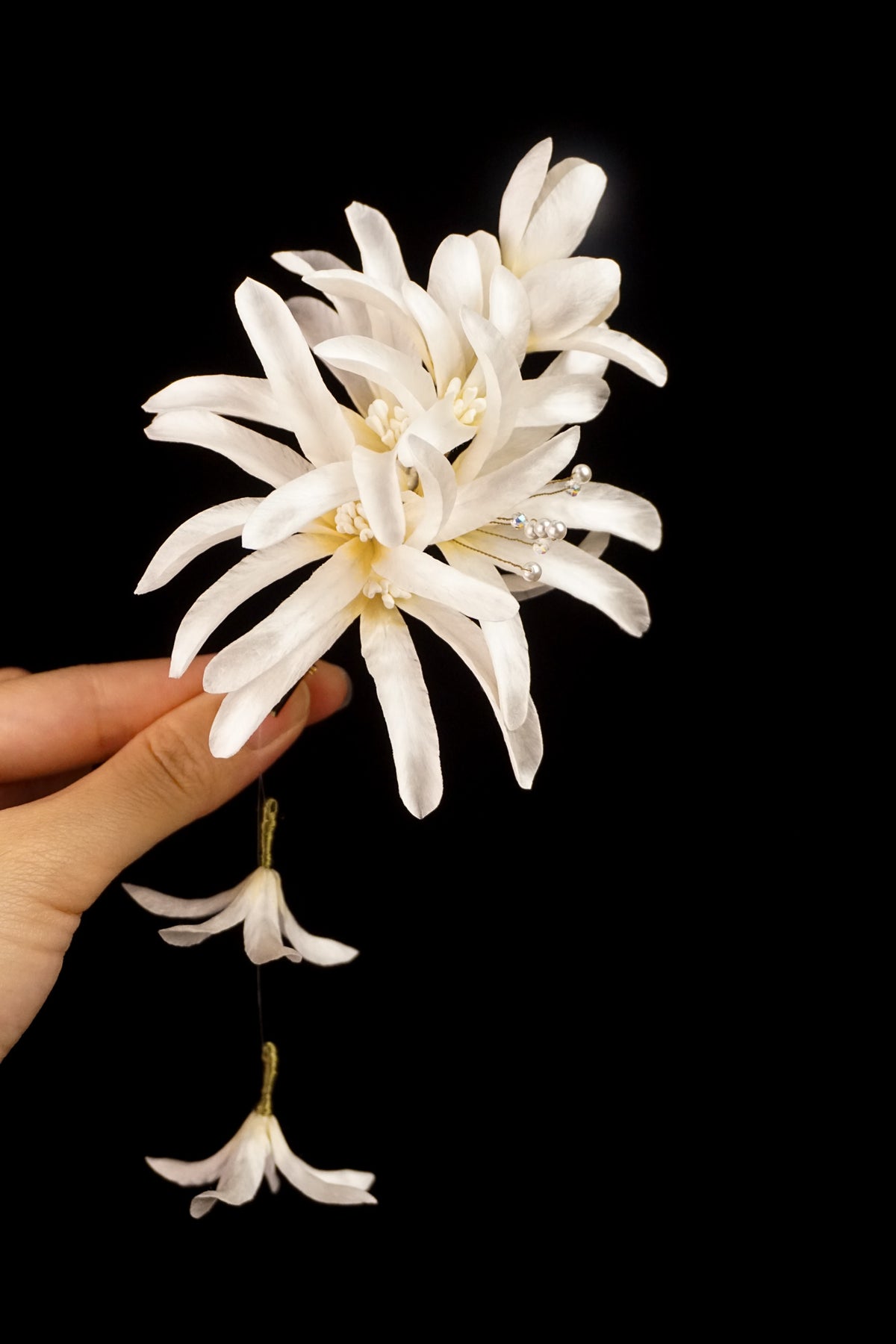 White Bridal Flower Hair Clip