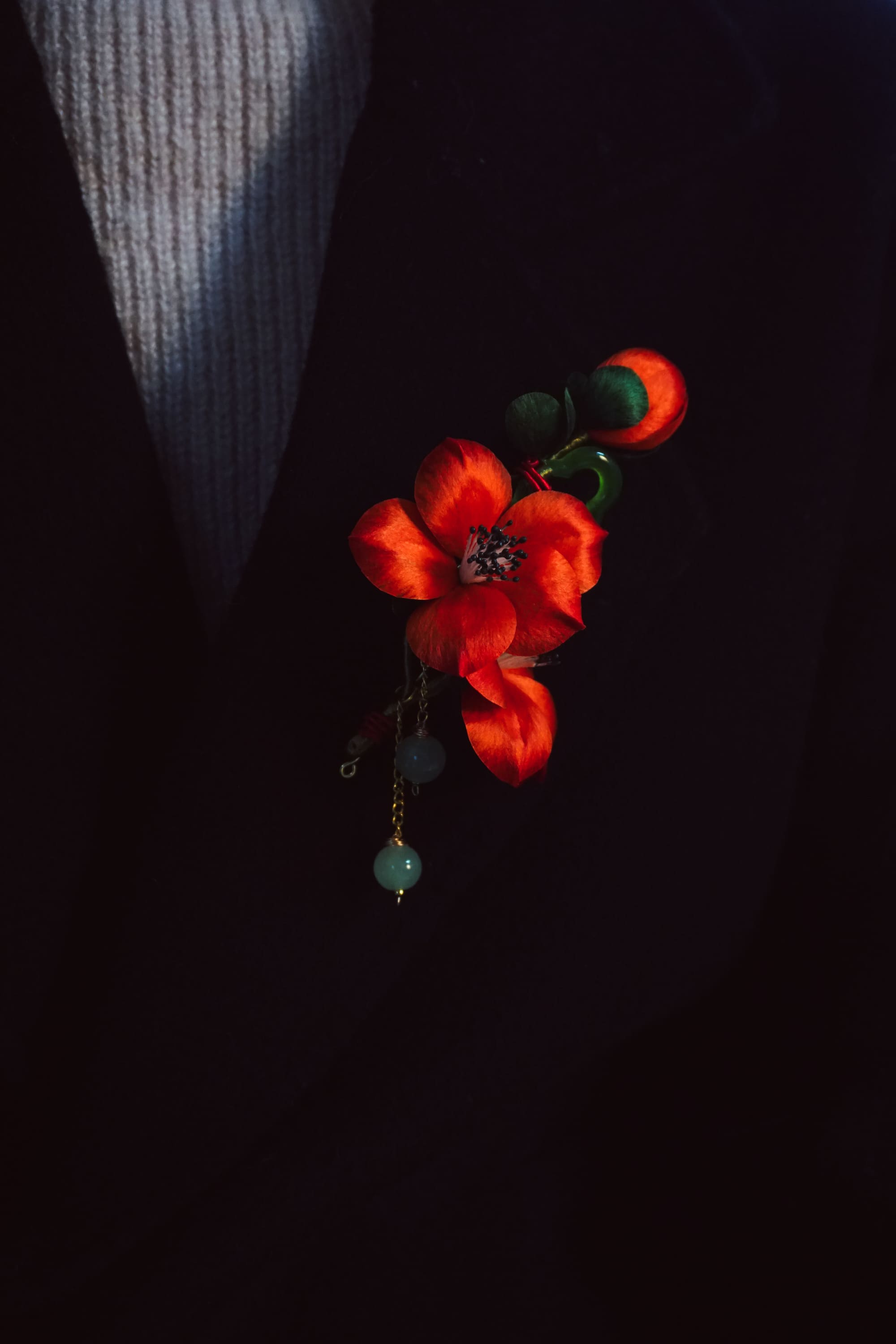 Crimson Blossom Brooch