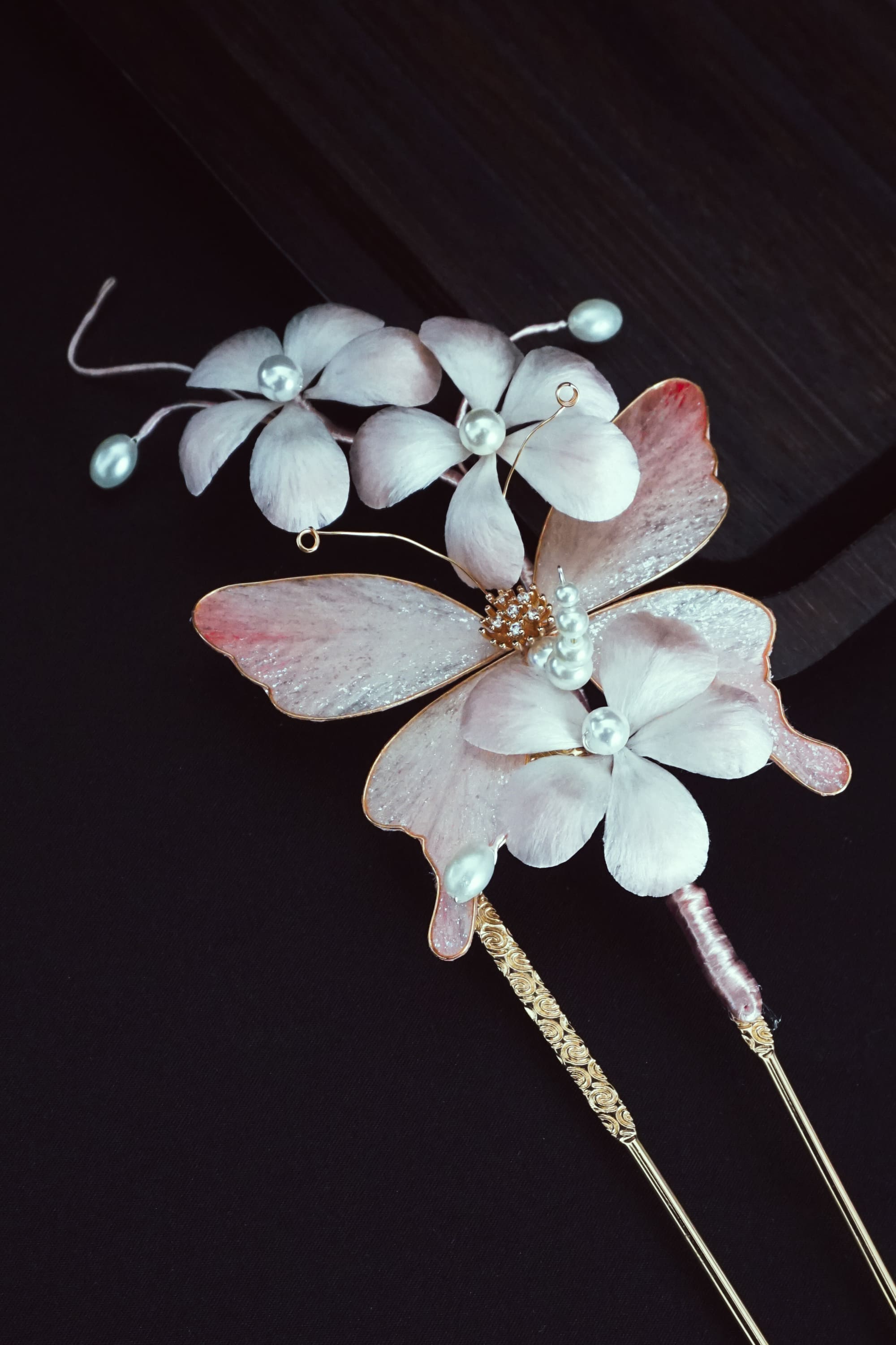 Blush Butterfly Floral Hair Pin