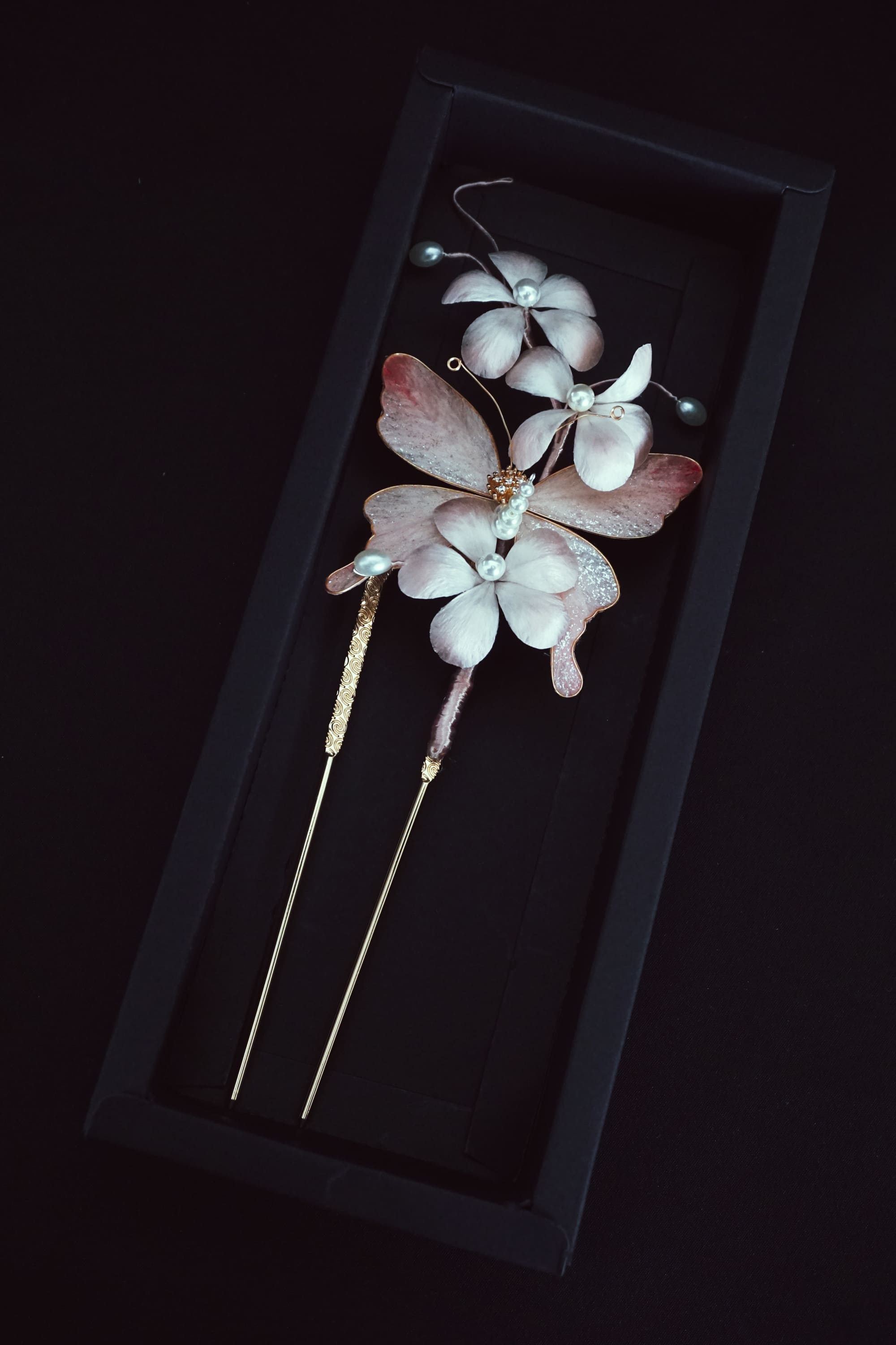 Blush Butterfly Floral Hair Pin