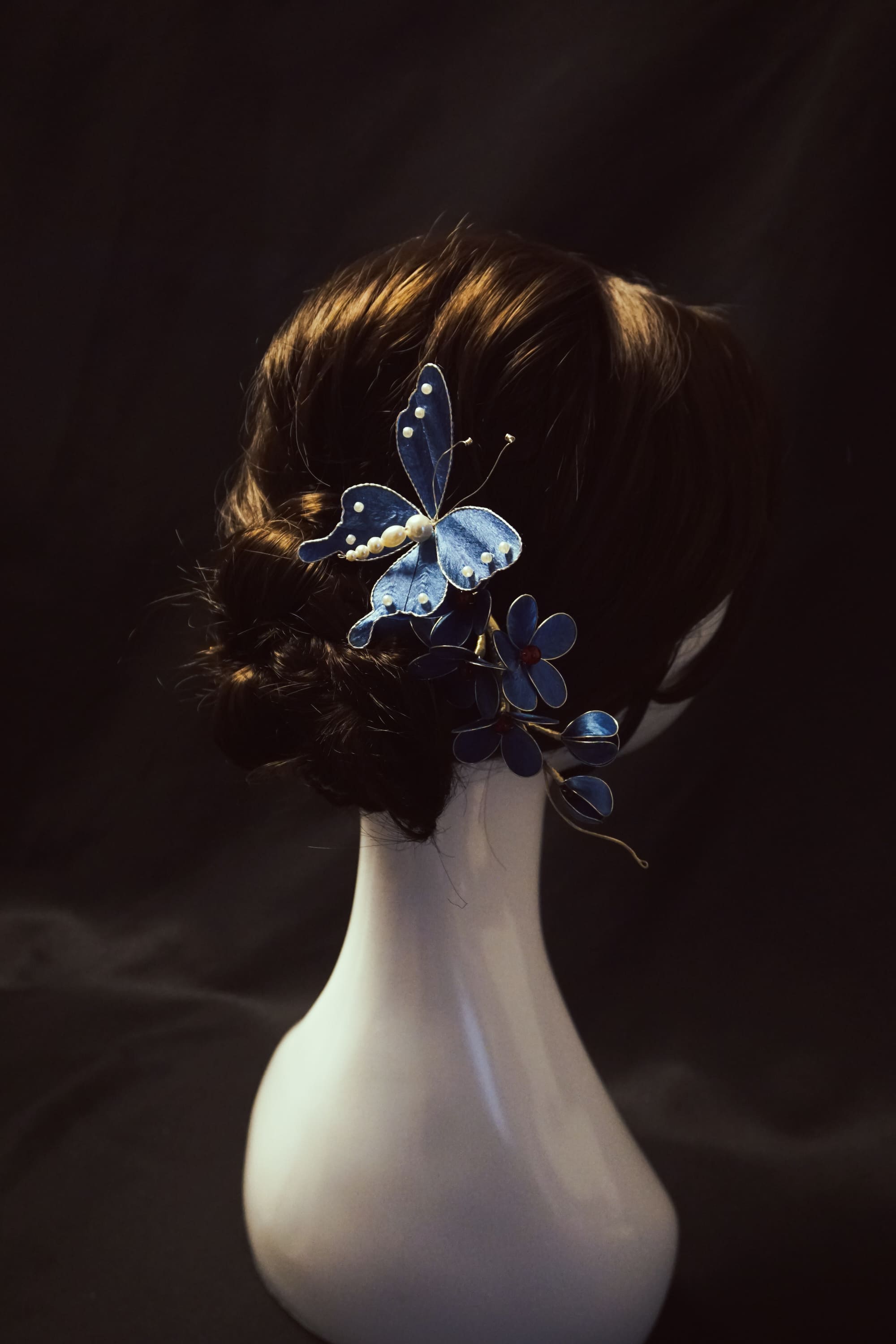 Blue Butterfly Floral Hair Pin