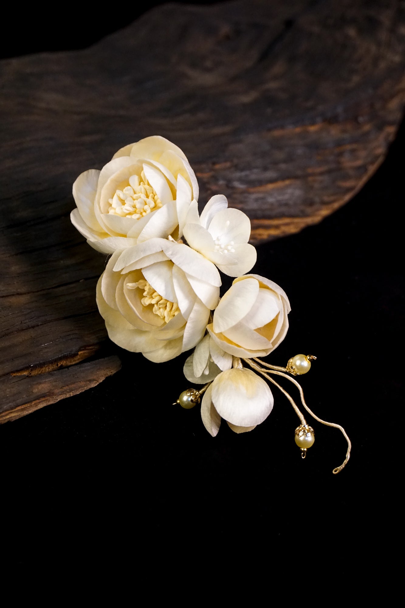 Handmade White Camellia Velvet Flower Hair Clip