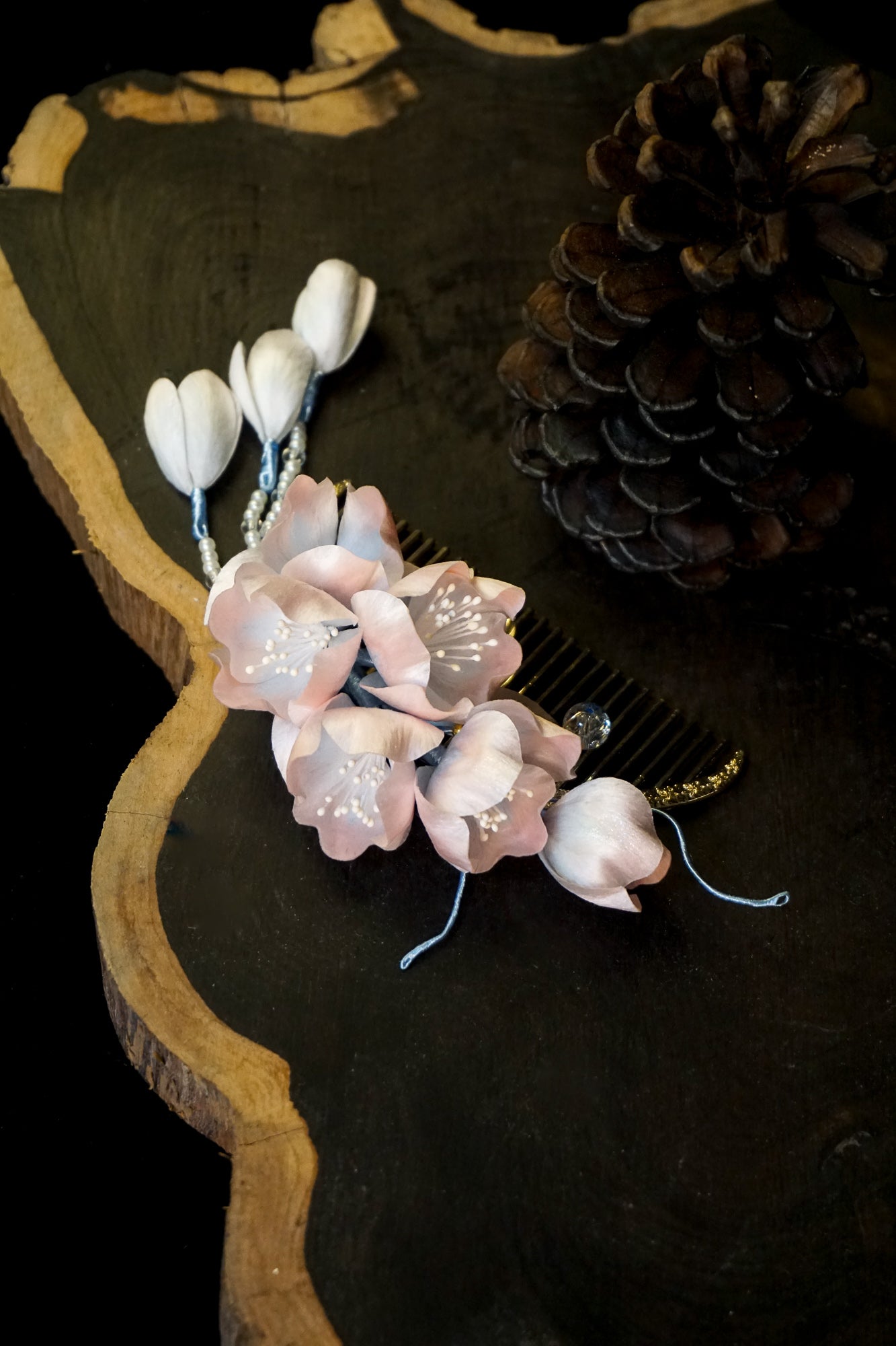 Handmade Begonia Velvet Flower Hair Comb
