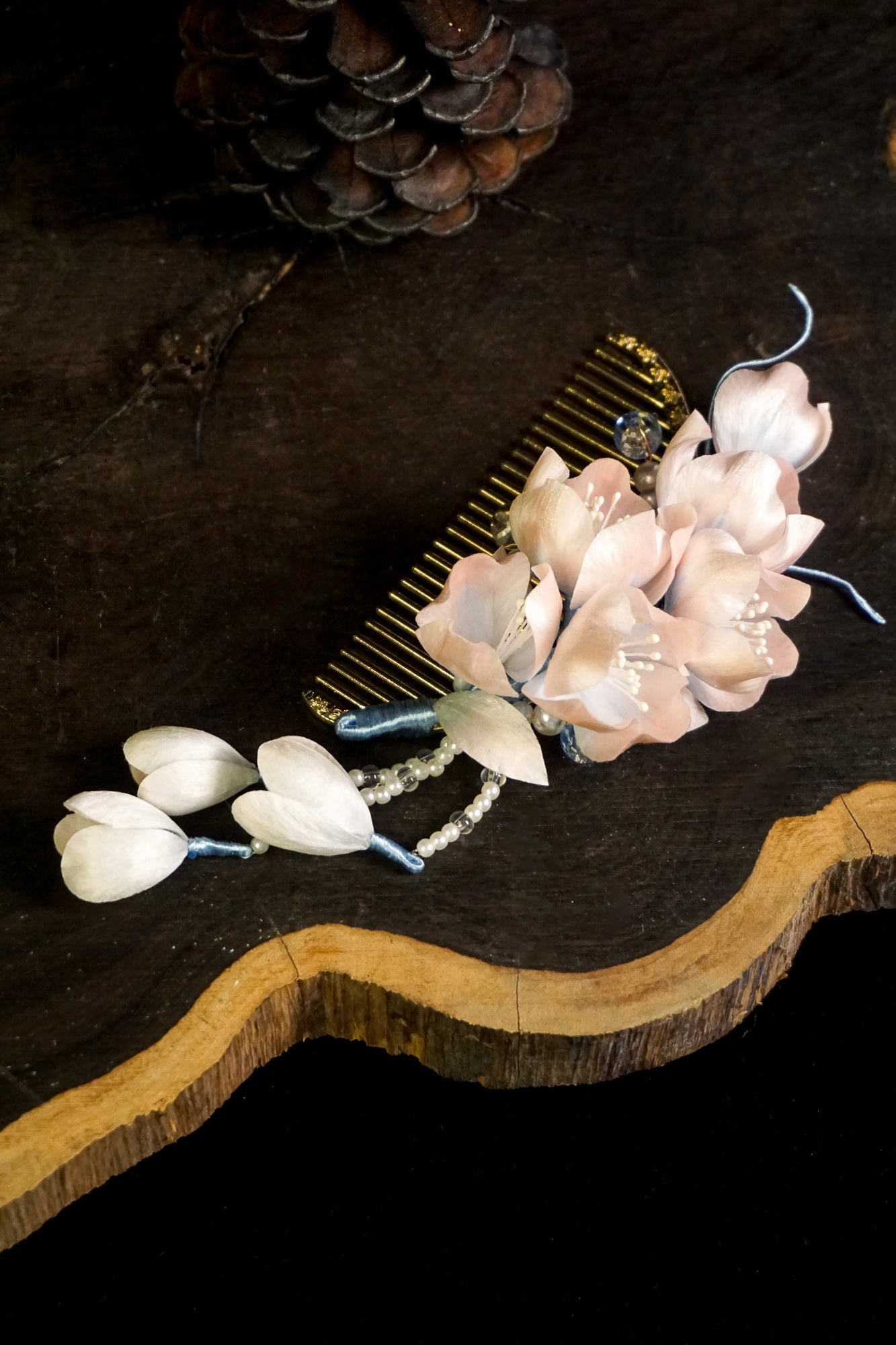 Handmade Begonia Velvet Flower Hair Comb