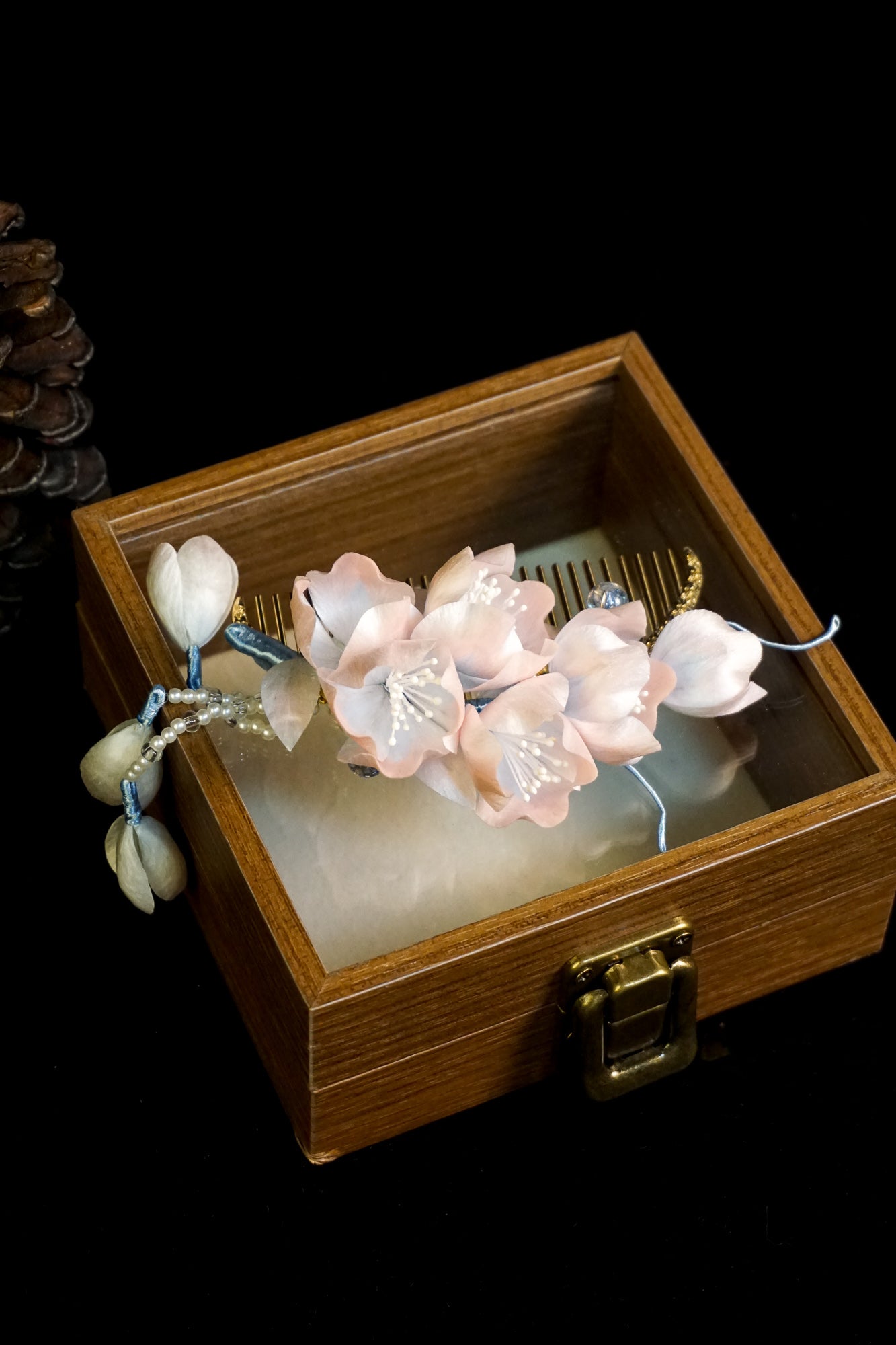 Handmade Begonia Velvet Flower Hair Comb