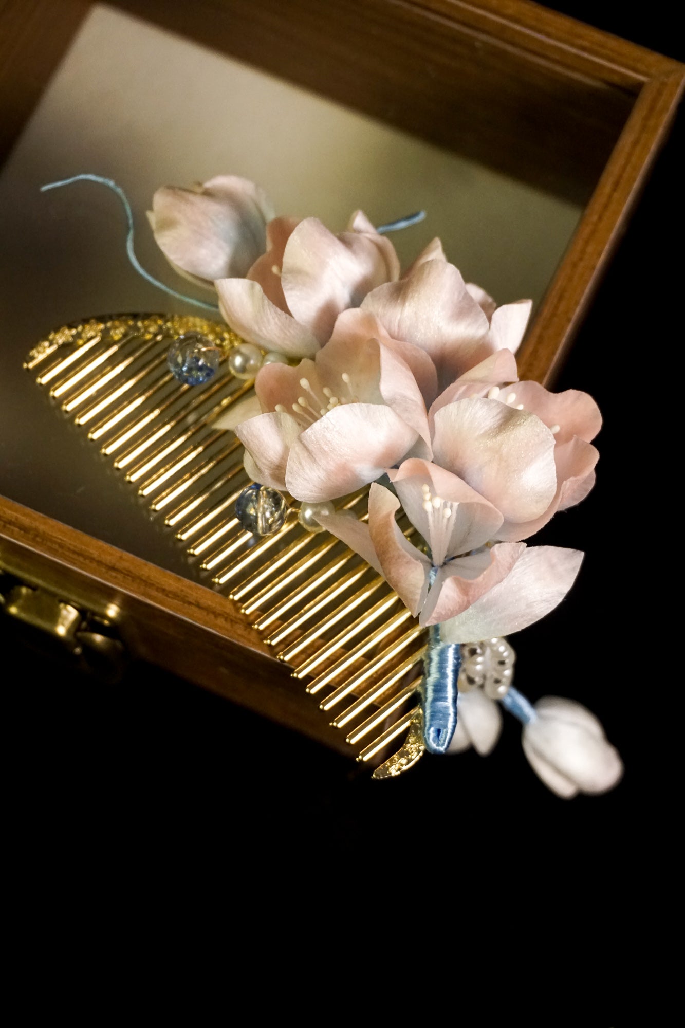 Handmade Begonia Velvet Flower Hair Comb