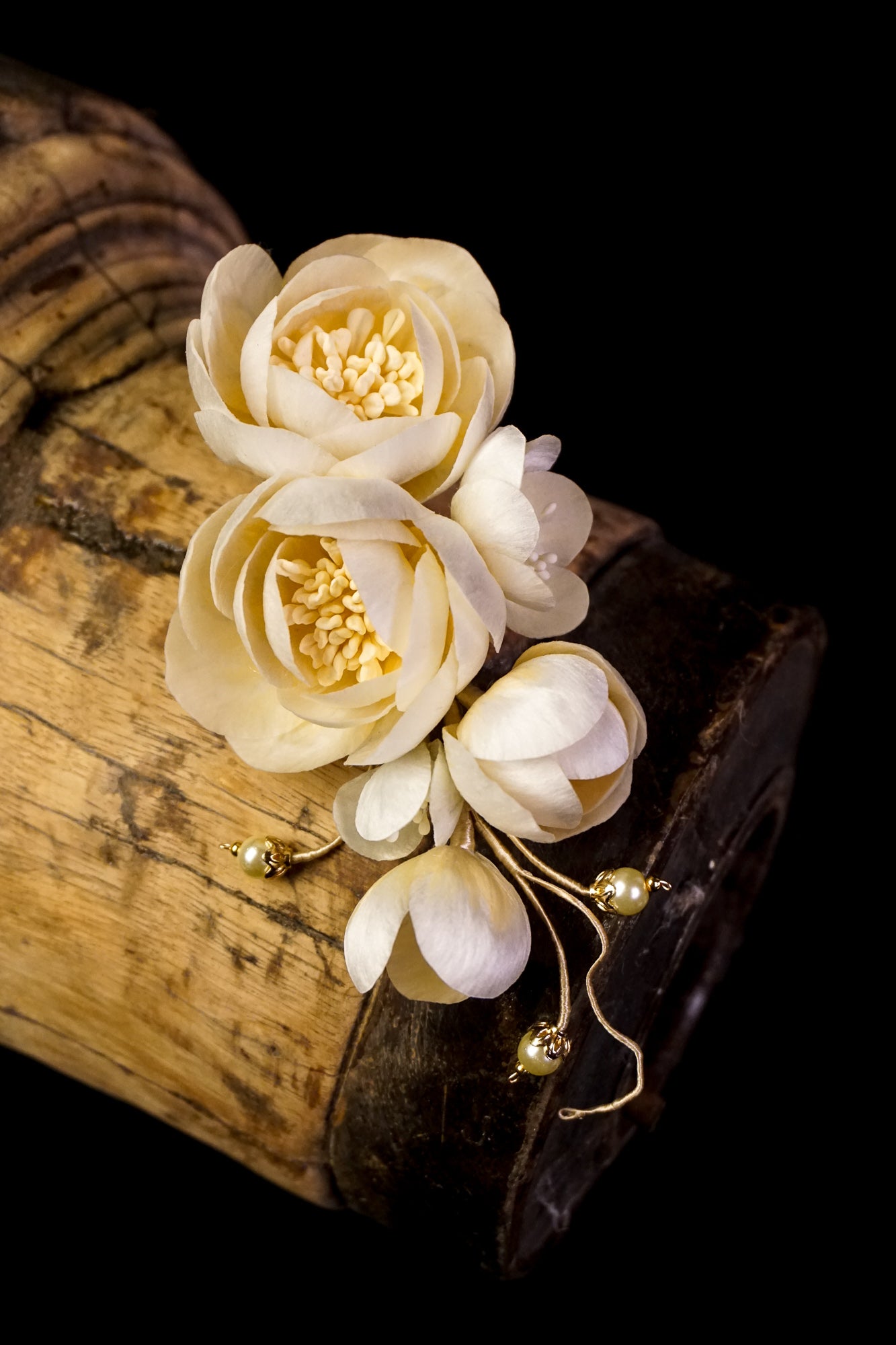 Handmade White Camellia Velvet Flower Hair Clip