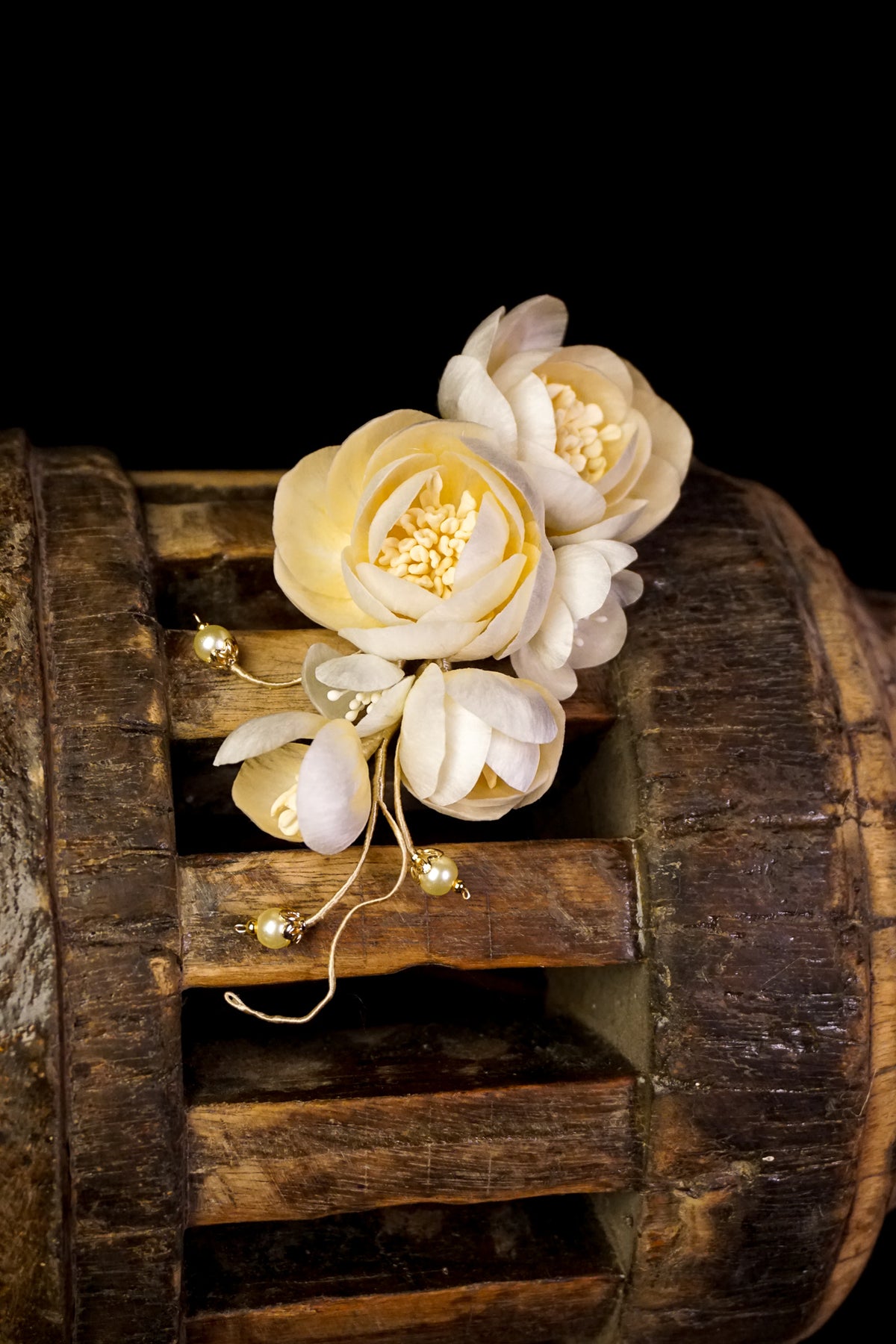 Handmade White Camellia Velvet Flower Hair Clip