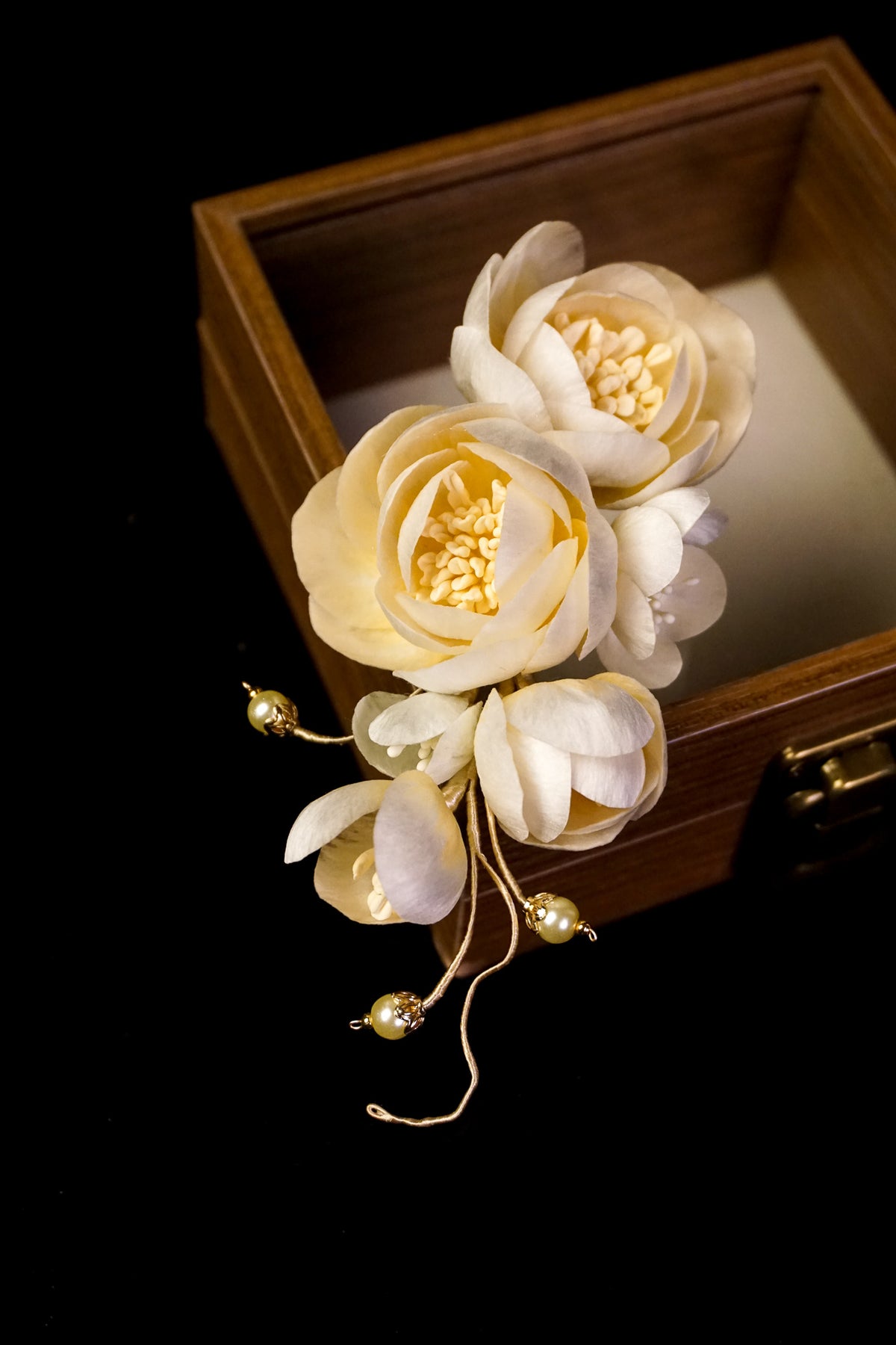 Handmade White Camellia Velvet Flower Hair Clip