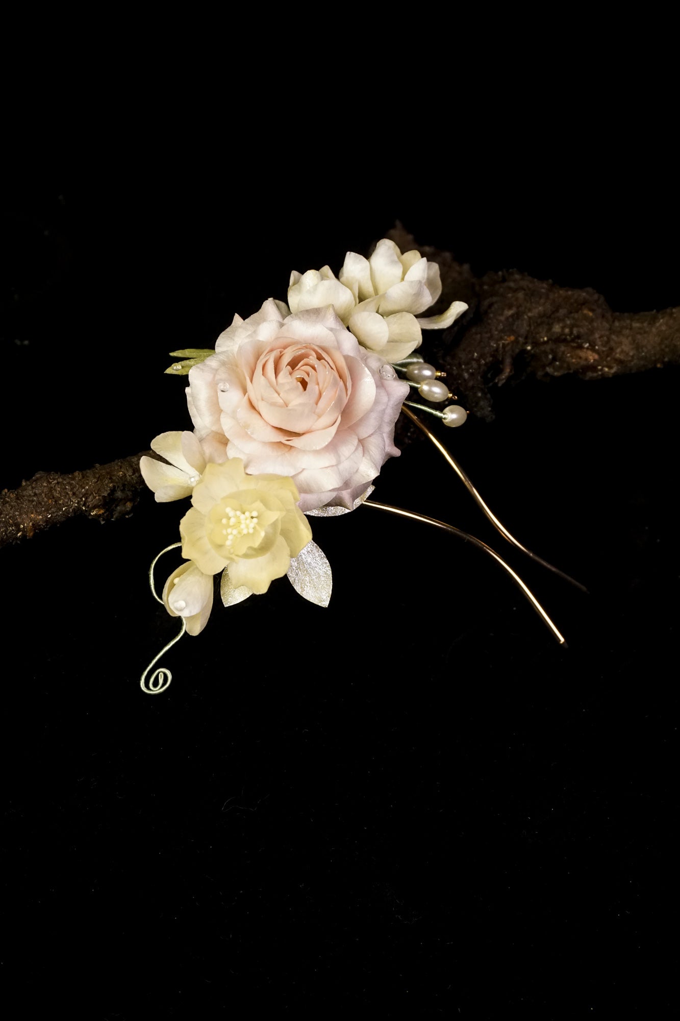 Handmade Rose Velvet Flower Hairpin