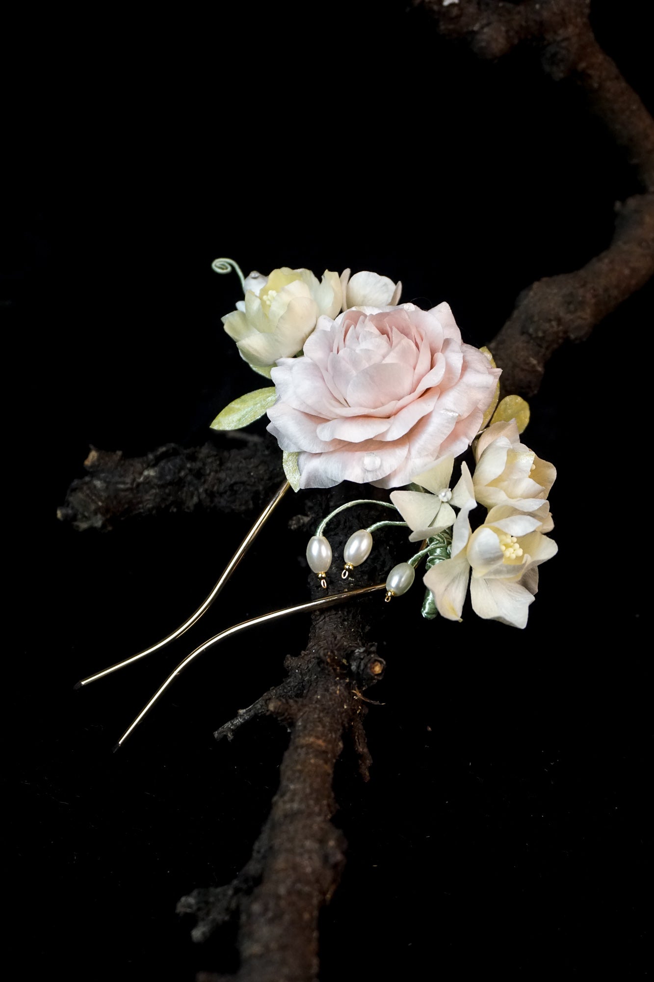 Handmade Rose Velvet Flower Hairpin