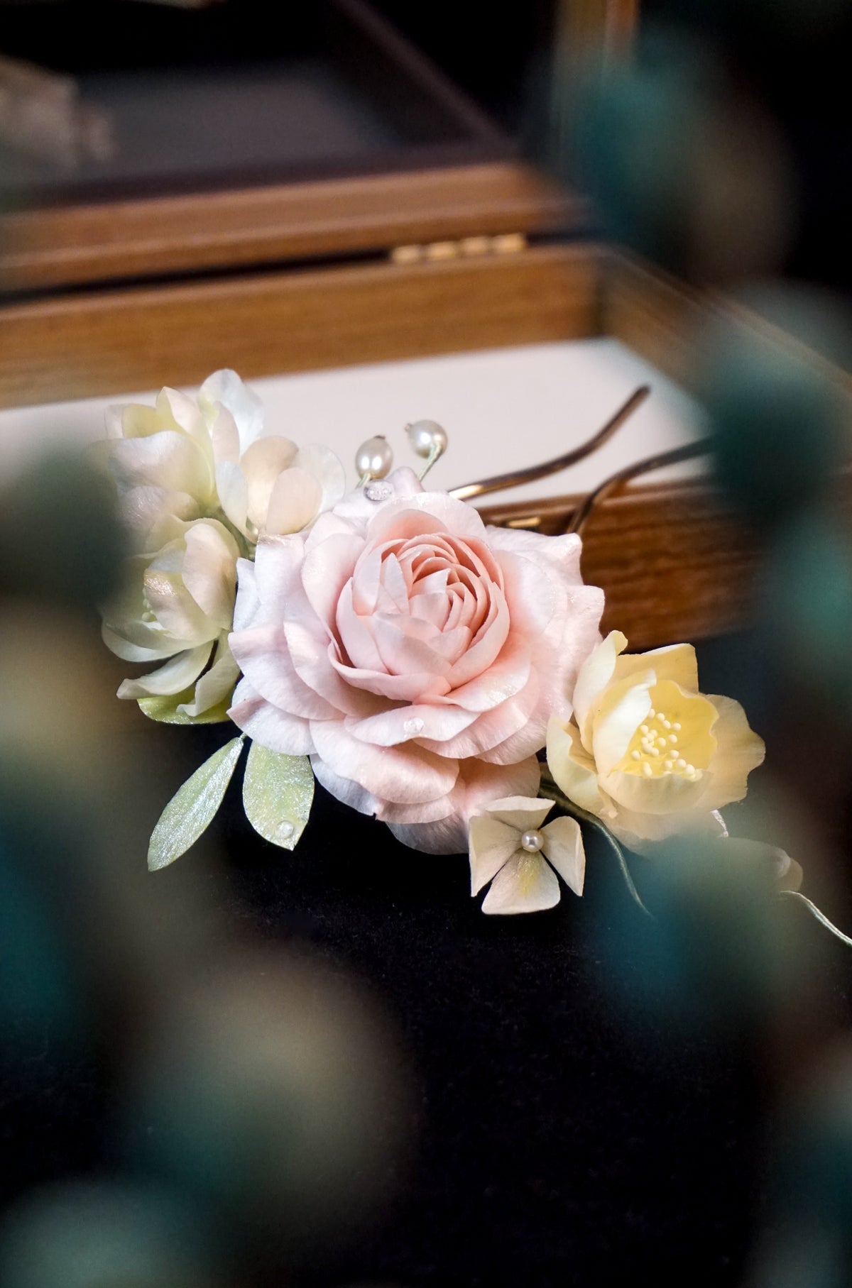 Handmade Rose Velvet Flower Hairpin