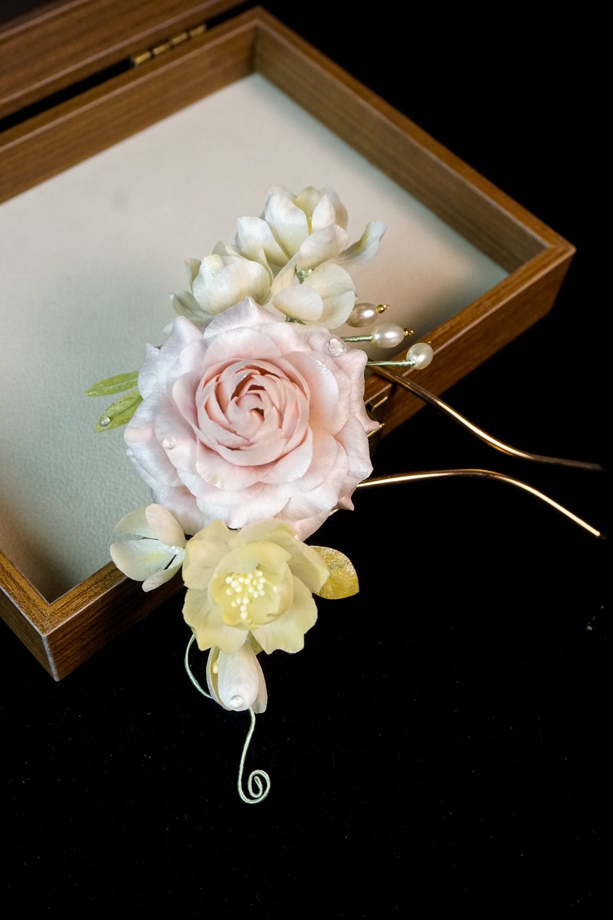 Handmade Rose Velvet Flower Hairpin