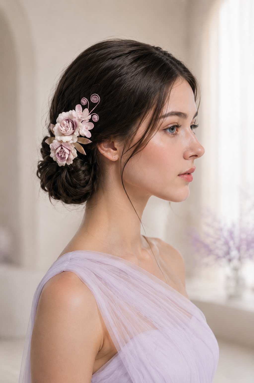 Handmade Lavender Peony Floral Hairpin