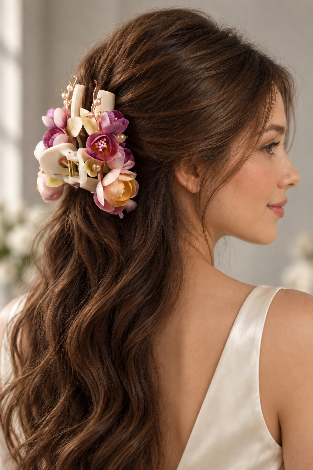 Pink & Purple Flower Claw Clip